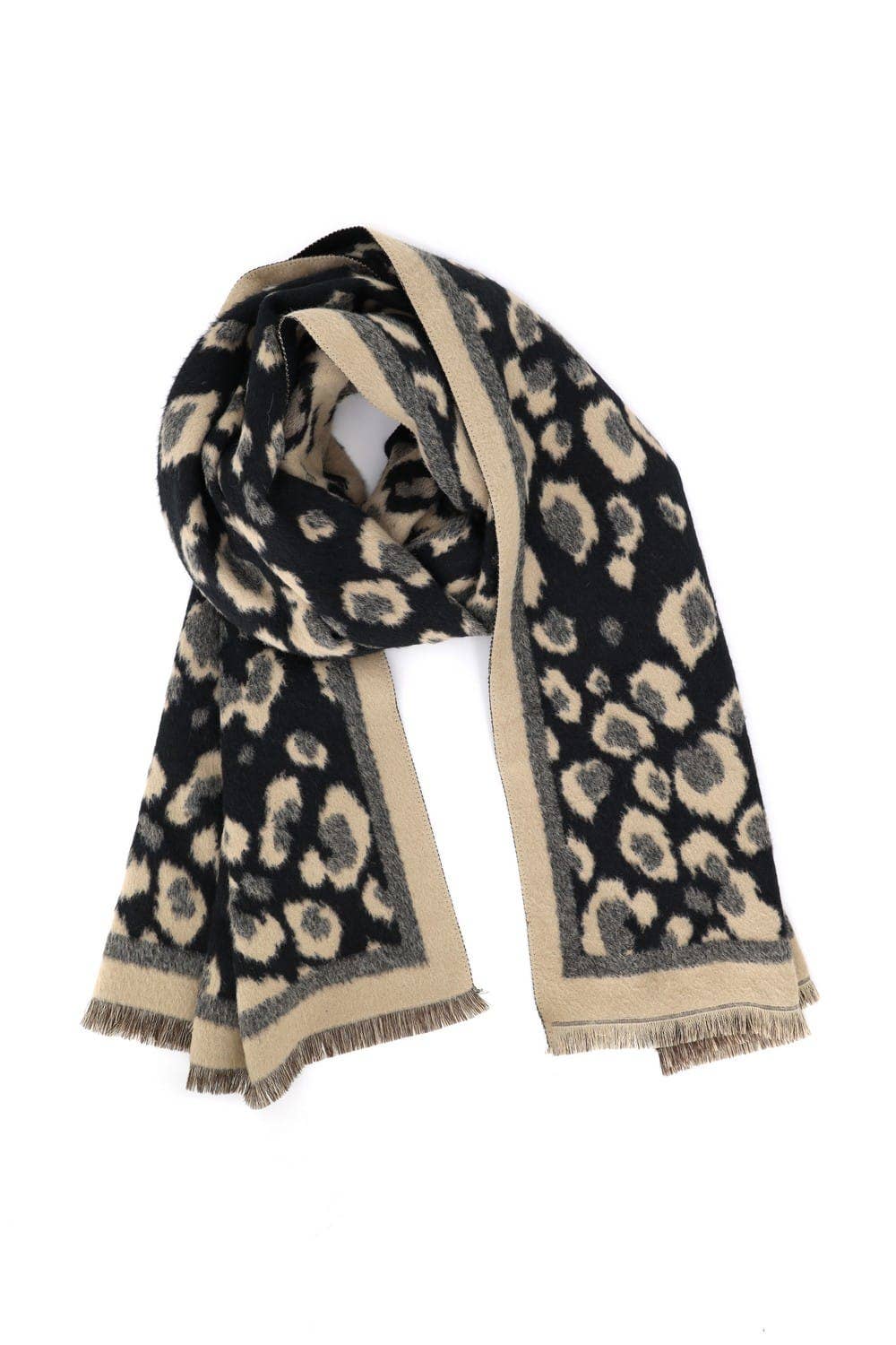 Leopard Reversible Fringe Scarf Wrap