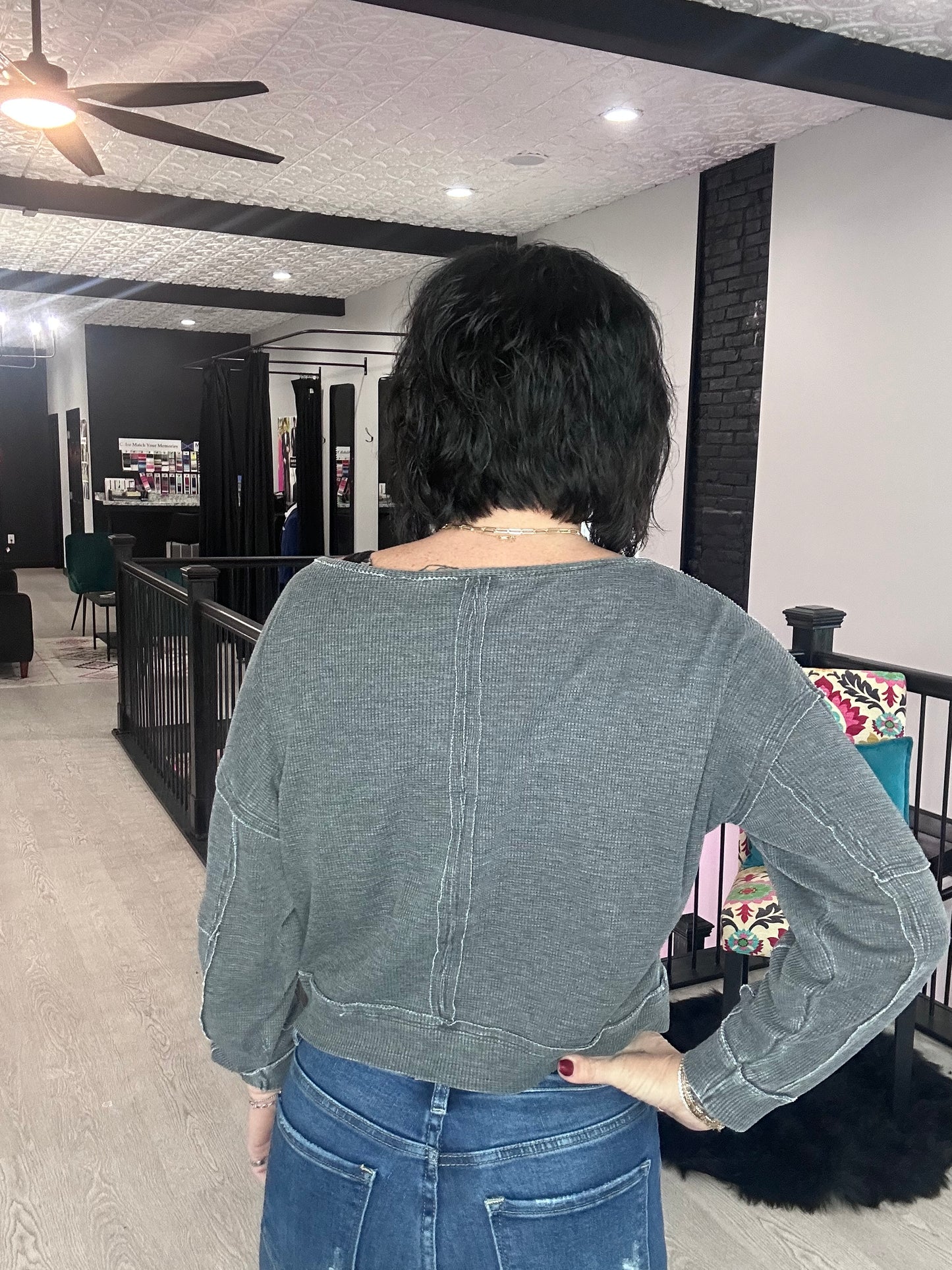 Mono B Pieced Waffle Top