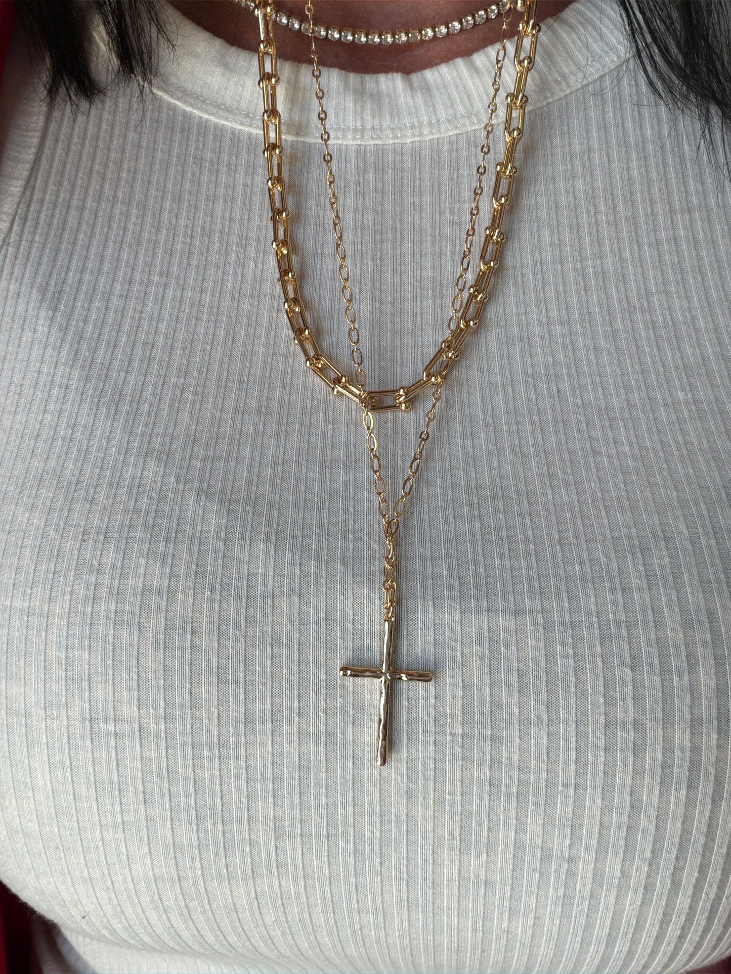 Stunning Double Cross Necklace