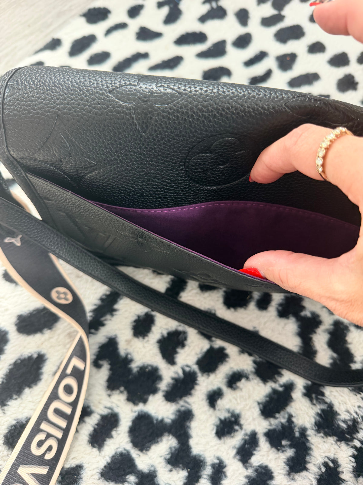 Black LV Upcycled Designer Crossbody Bag