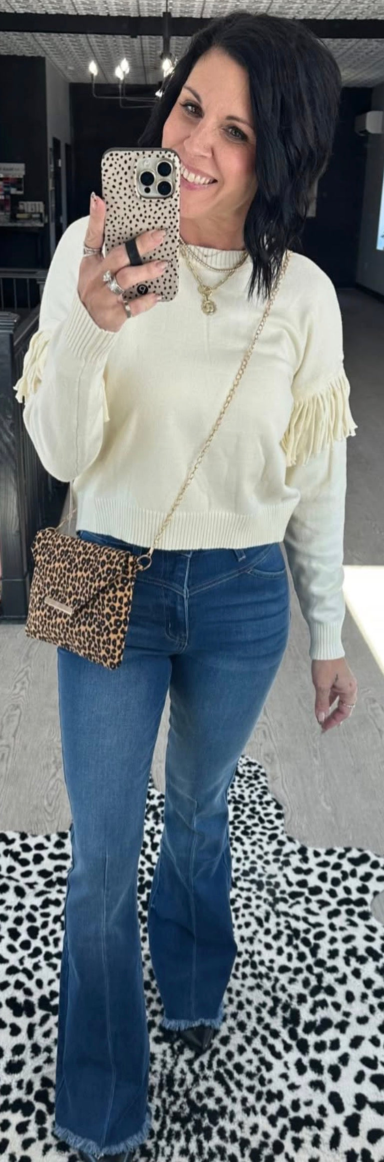 Fringe Cream Sweater