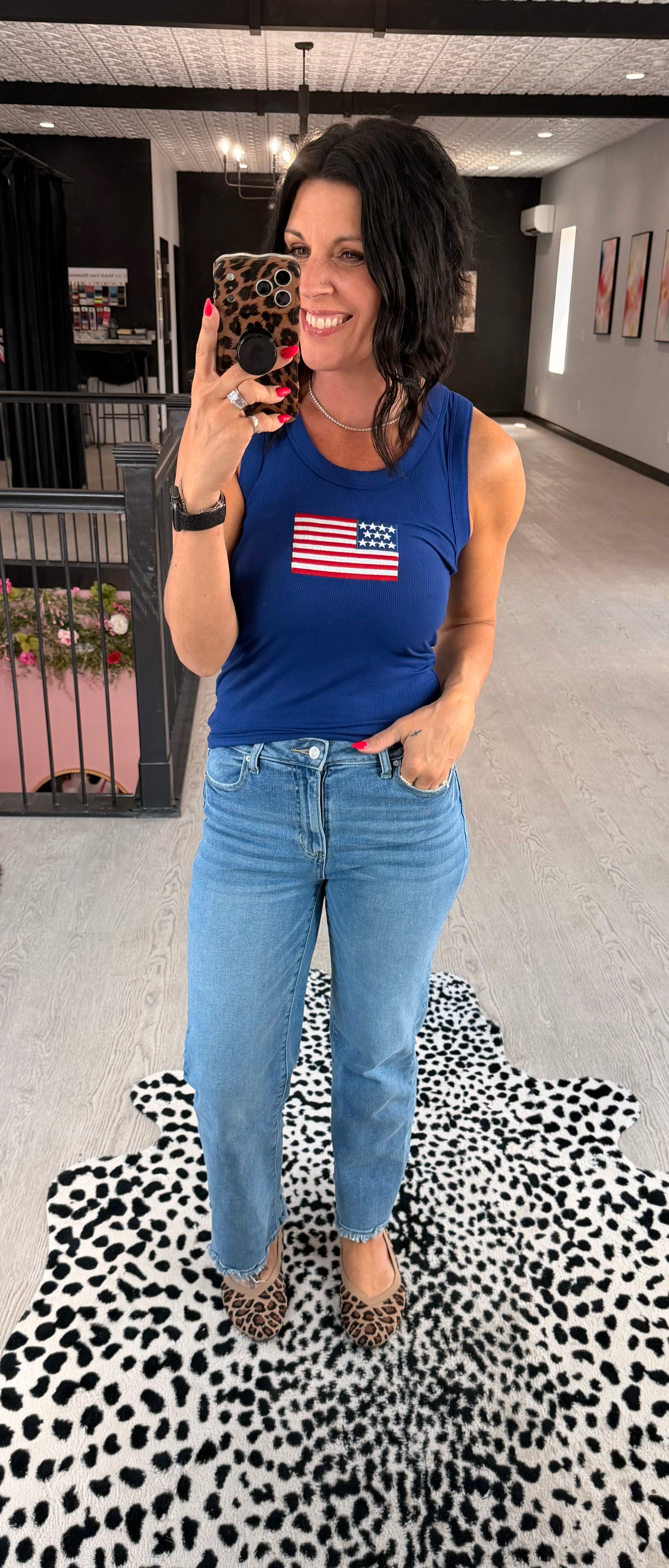 Ribbed American Flag Patch Tank