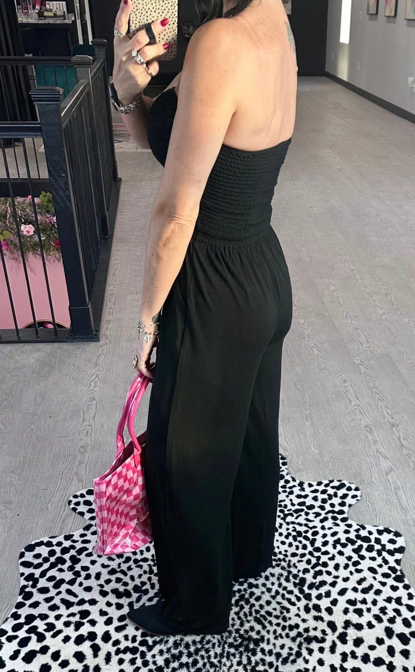 Smocked Strapless Jumpsuit