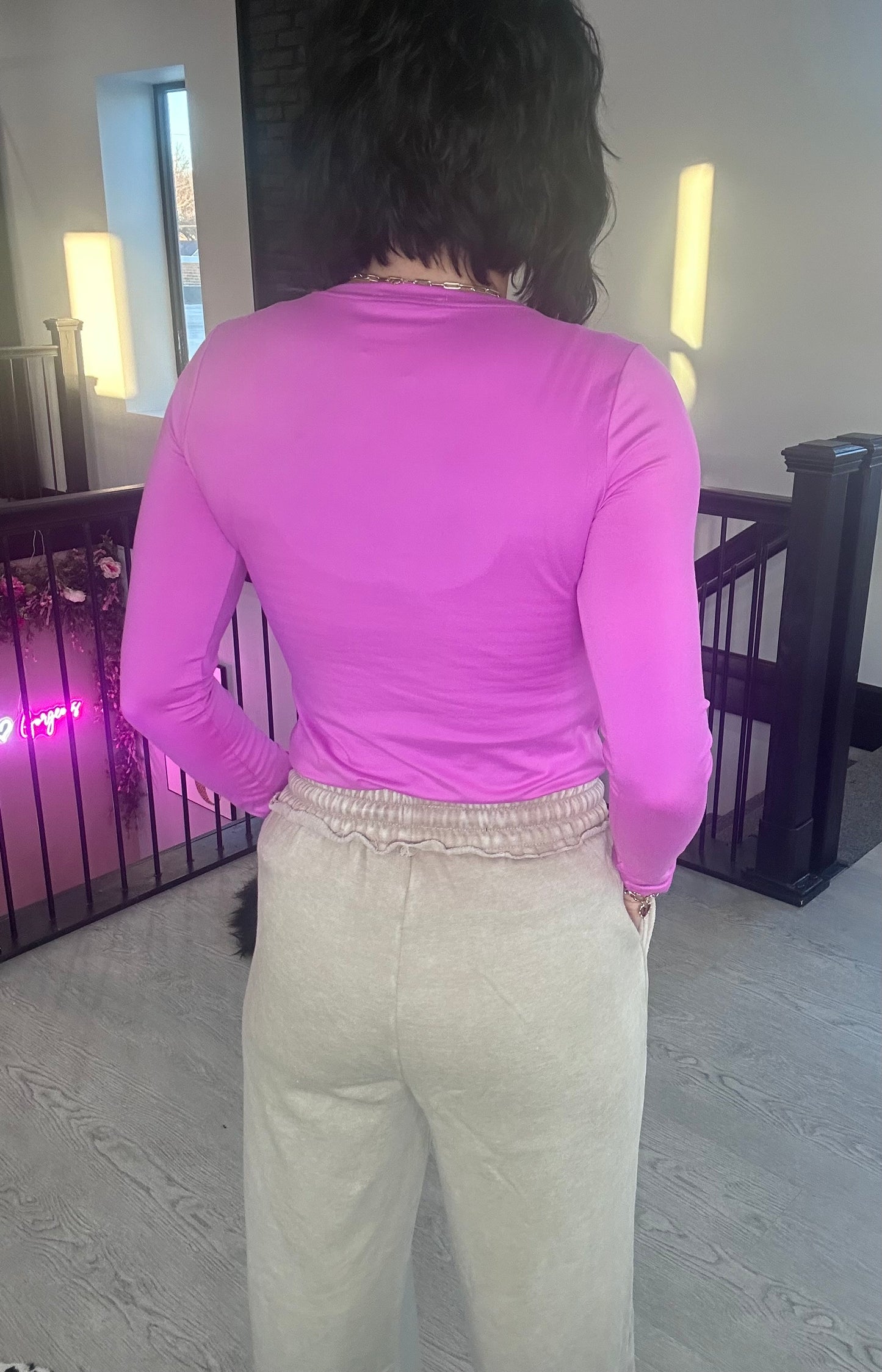 Ash Mocha Fleece Lined Wide Leg Pants