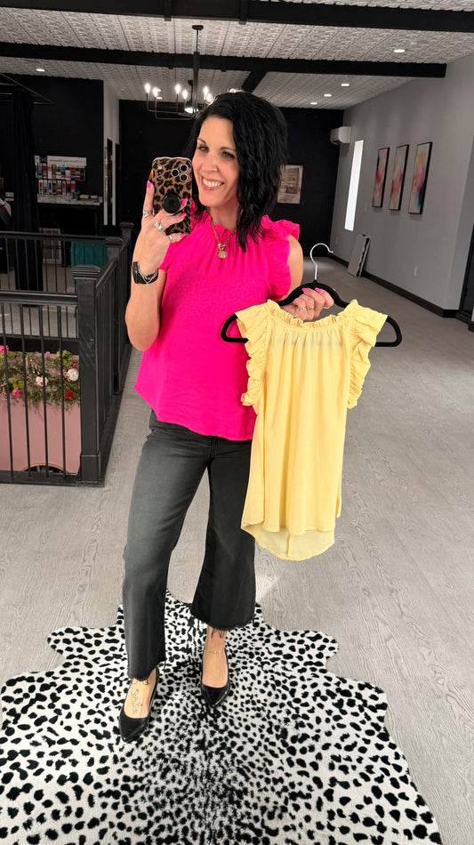 Ruffle Trim Sleeveless Top