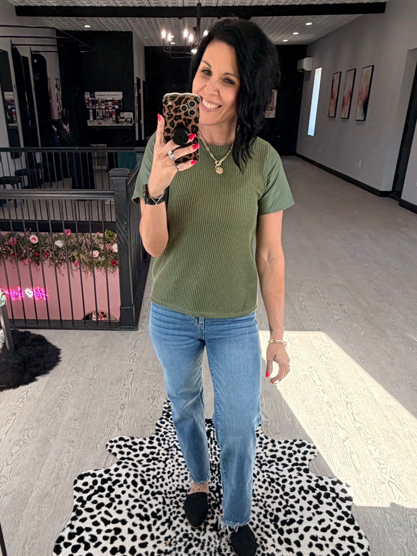 Faux Leather Sleeve Top