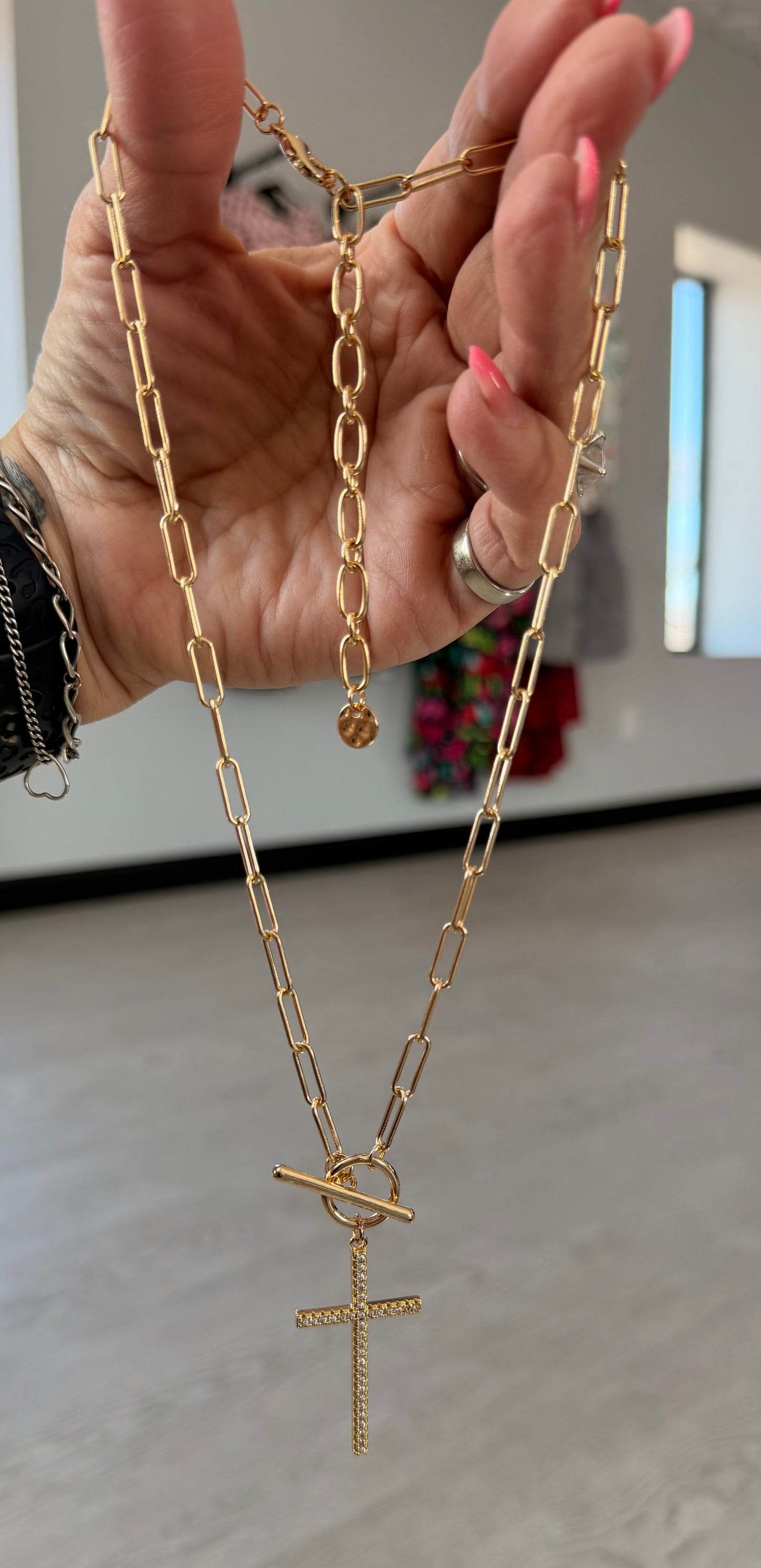 Front Clasp Cross Necklace