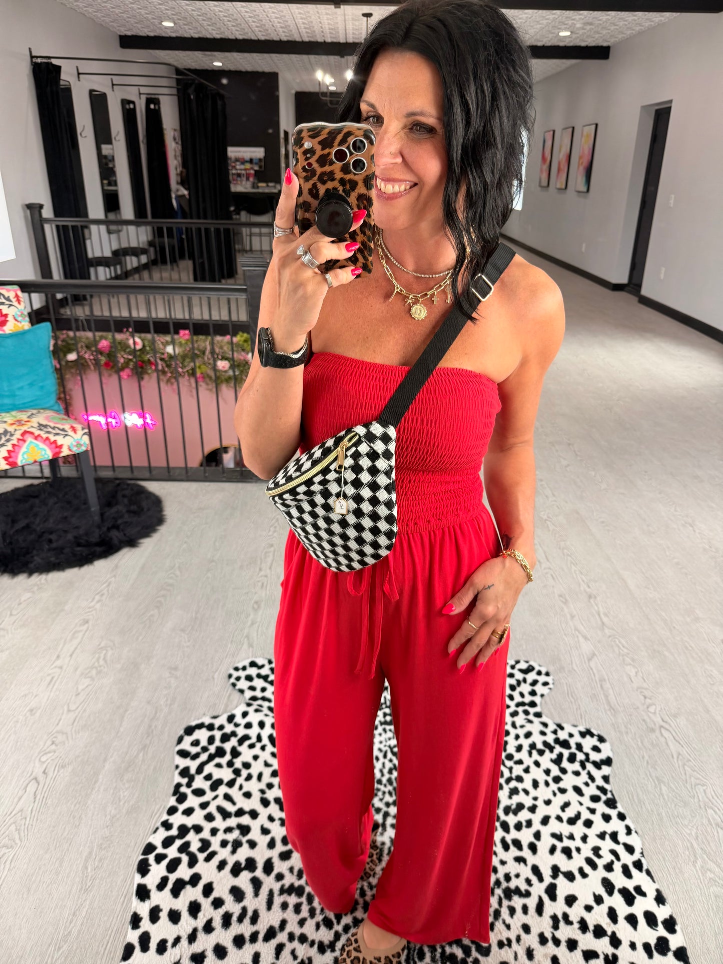 Smocked Strapless Jumpsuit
