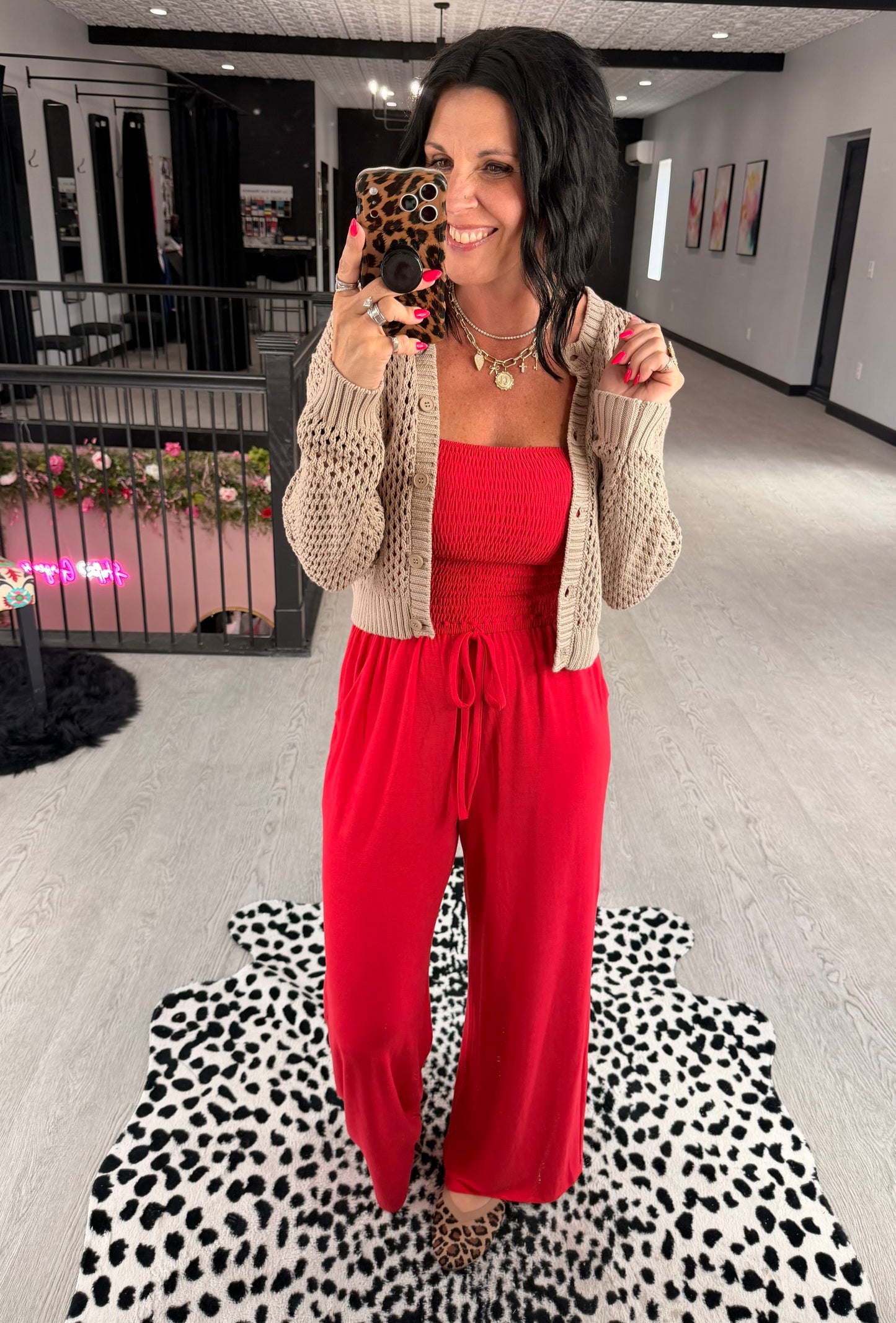 Smocked Strapless Jumpsuit