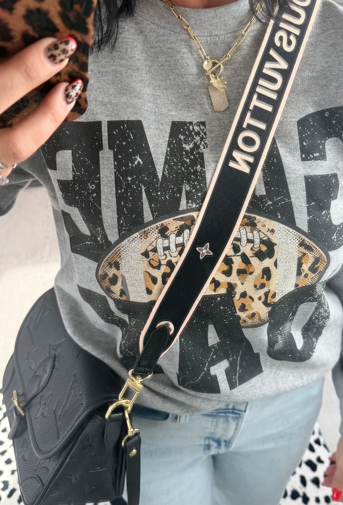 Black LV Upcycled Designer Crossbody Bag