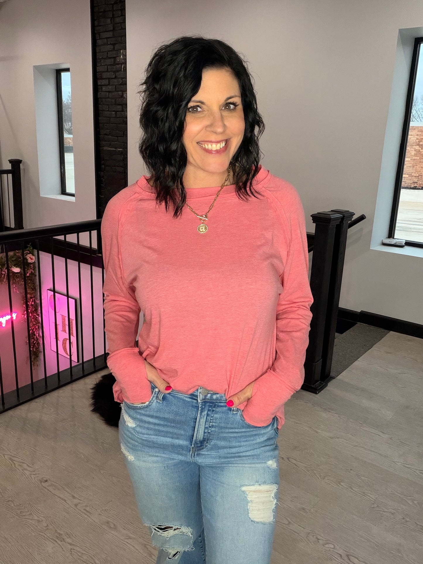 Raglan Sleeve Thumbhole Top