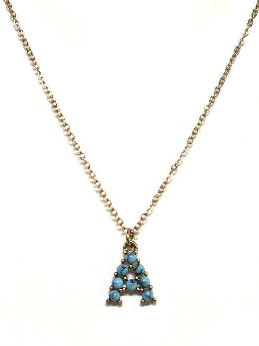 Turquoise Beaded Initial Necklace