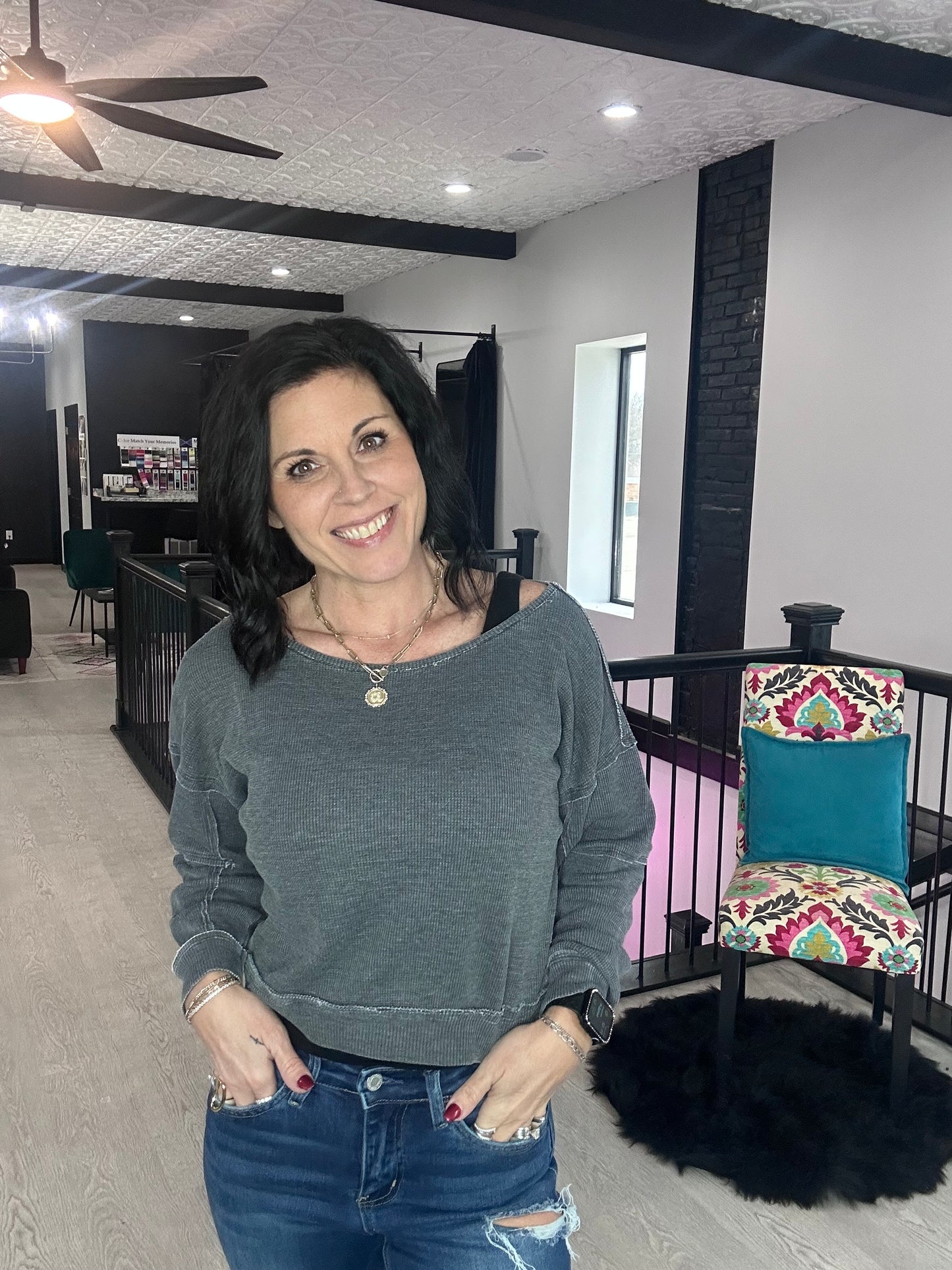 Mono B Pieced Waffle Top