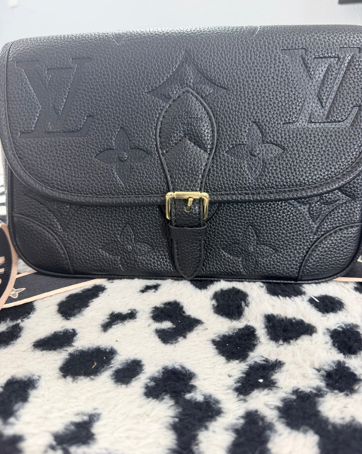 Black LV Upcycled Designer Crossbody Bag