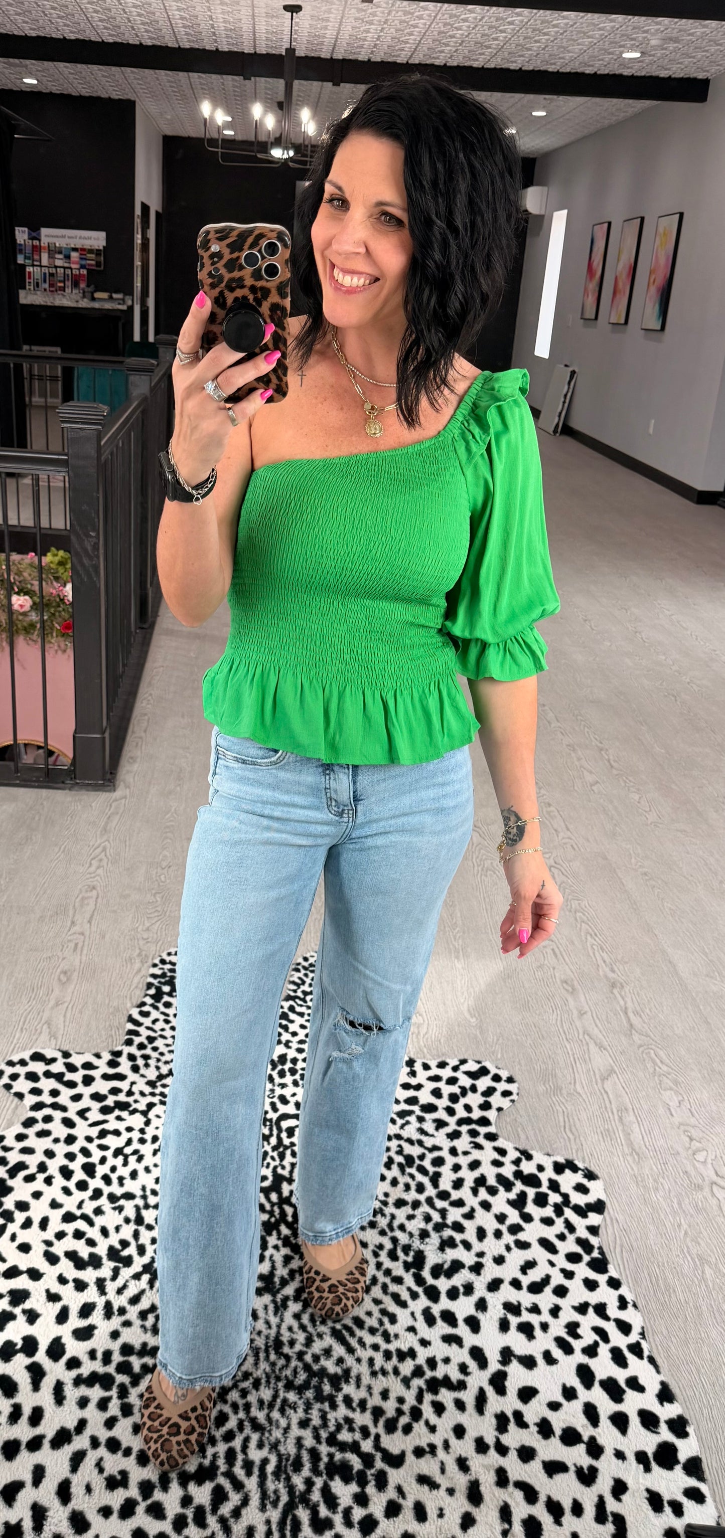 One Shoulder Peplum Blouse