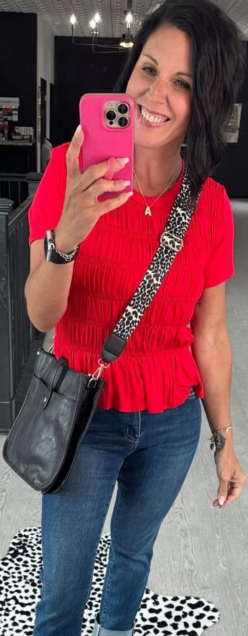 Vegan Leather Cheetah Strap Crossbody