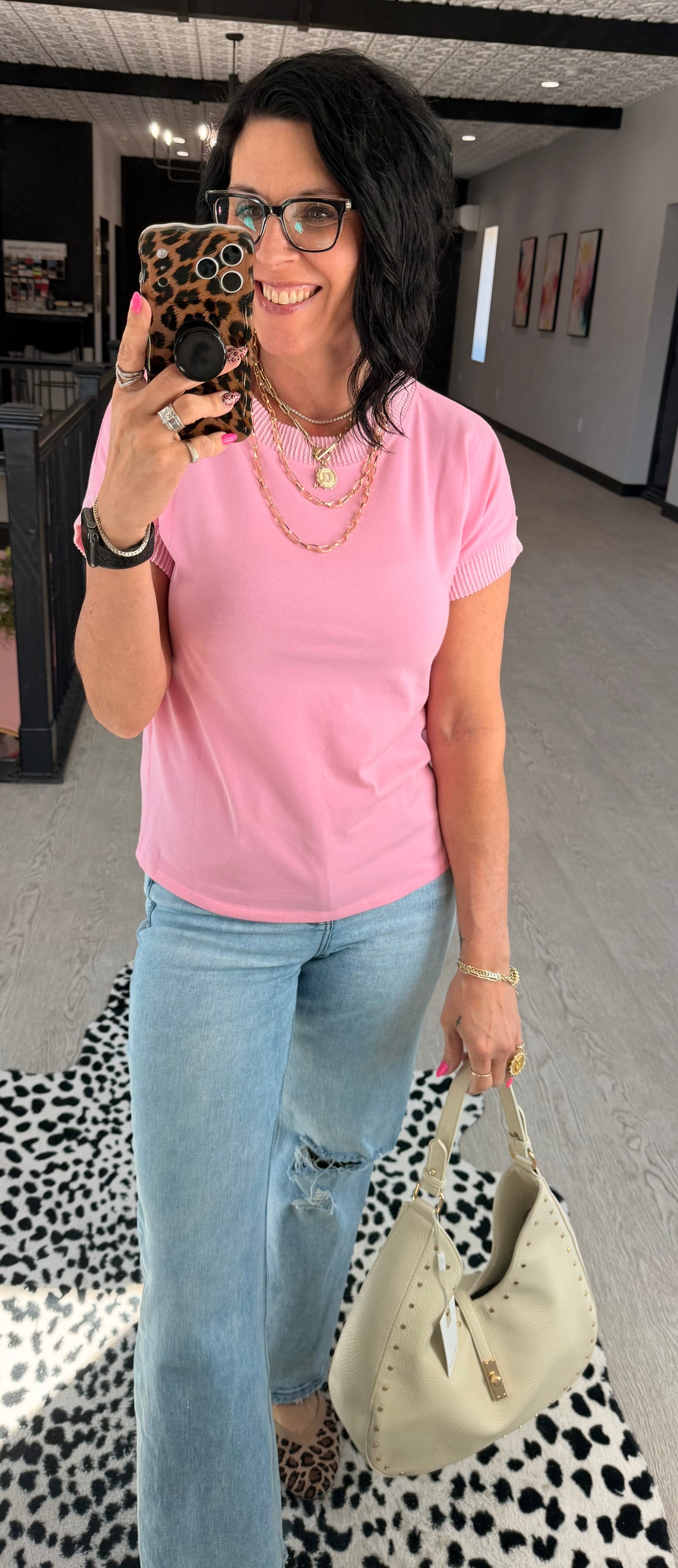 Casual Rib Trim Top