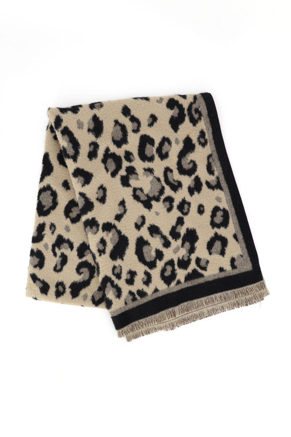 Leopard Reversible Fringe Scarf Wrap