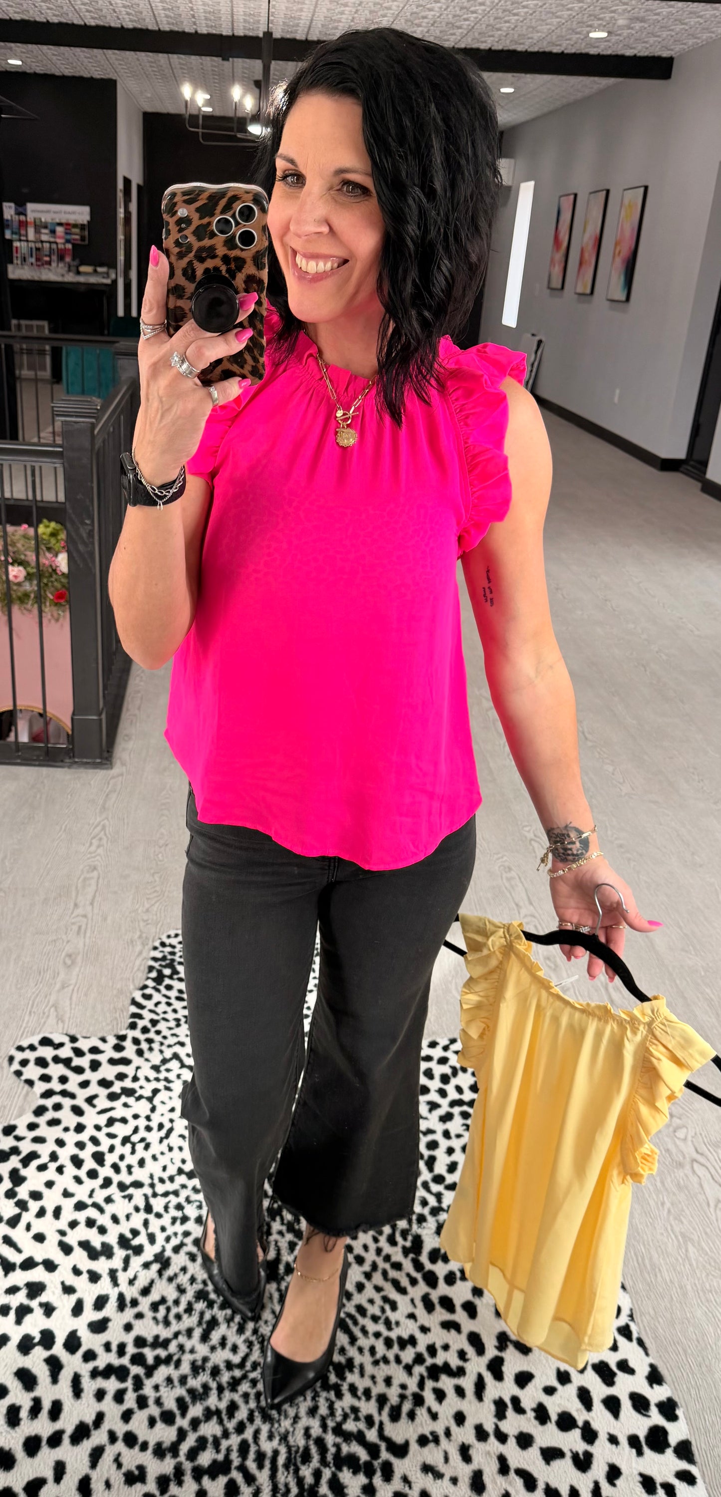 Ruffle Trim Sleeveless Top