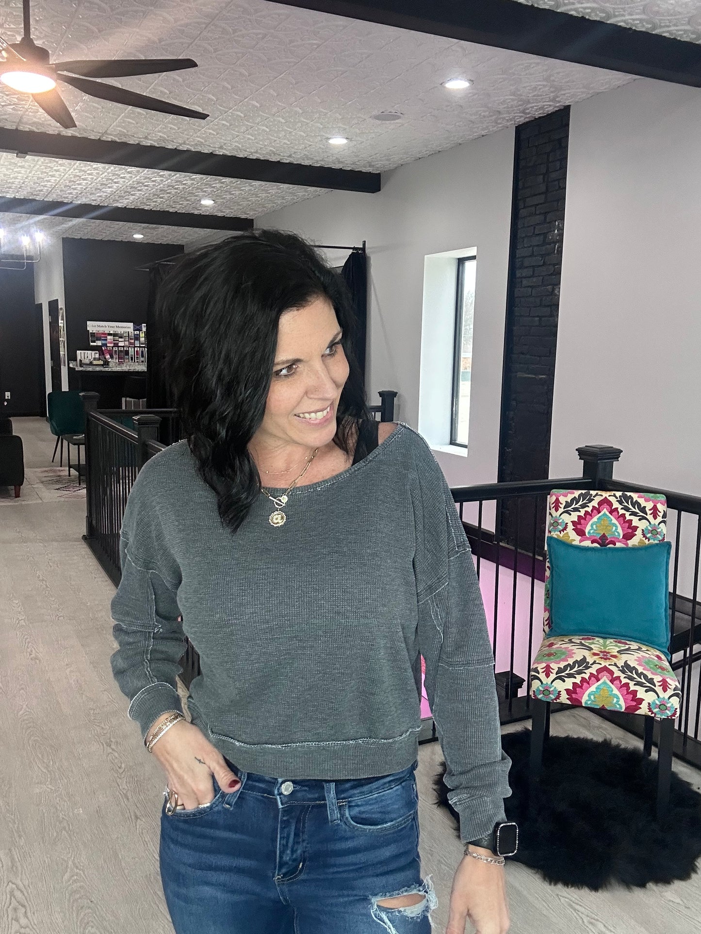 Mono B Pieced Waffle Top