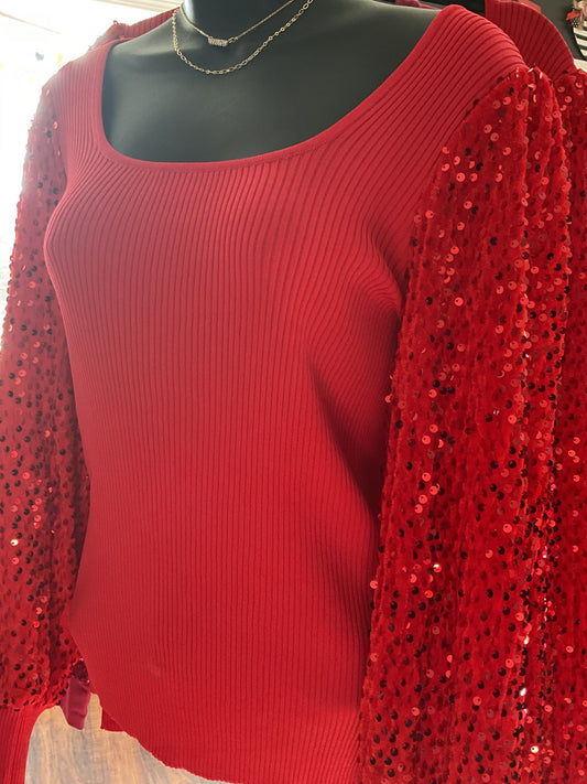 Sequin Sleeve Top