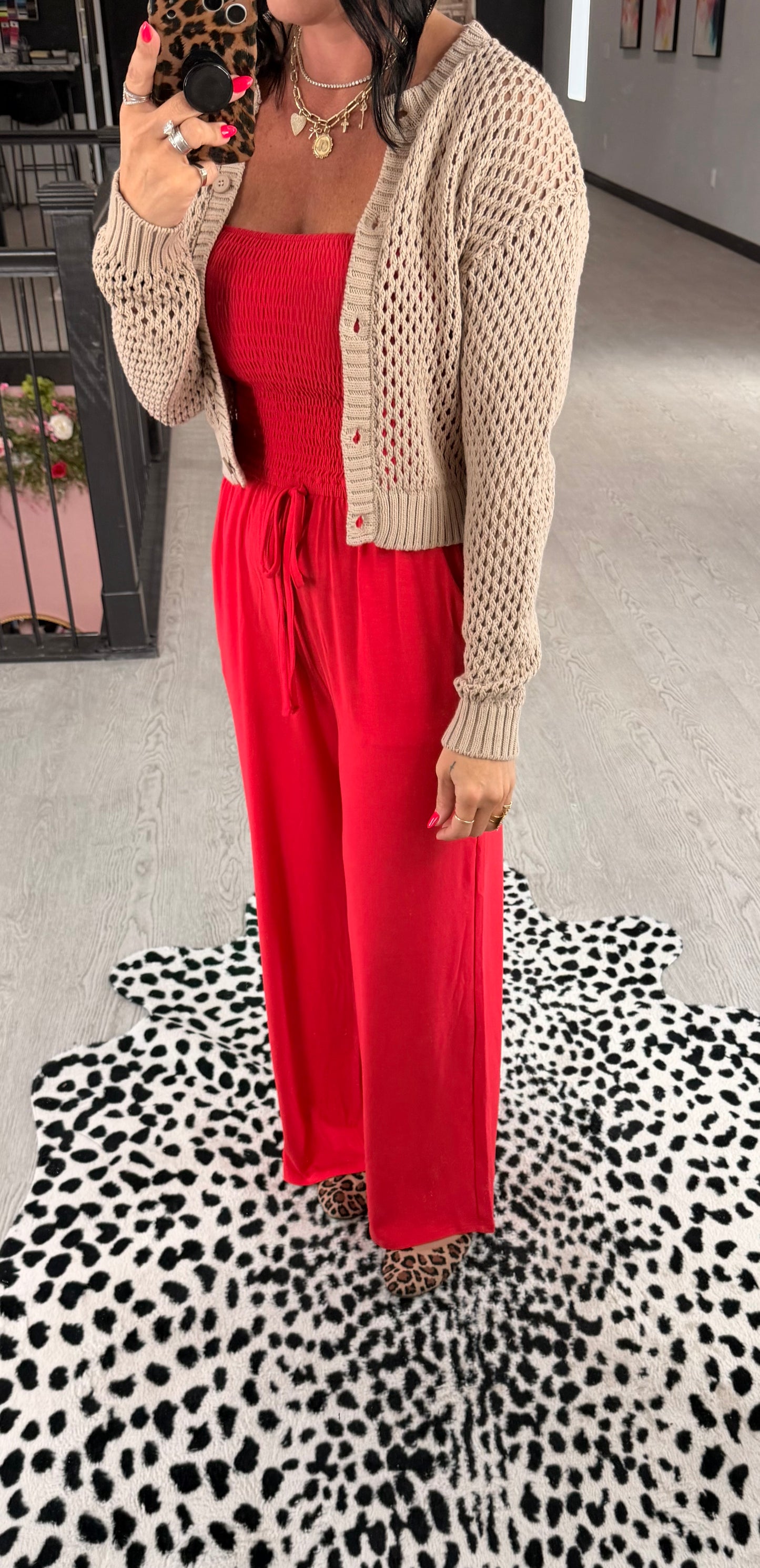 Smocked Strapless Jumpsuit