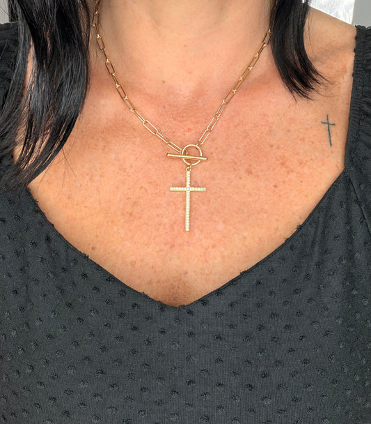 Front Clasp Cross Necklace