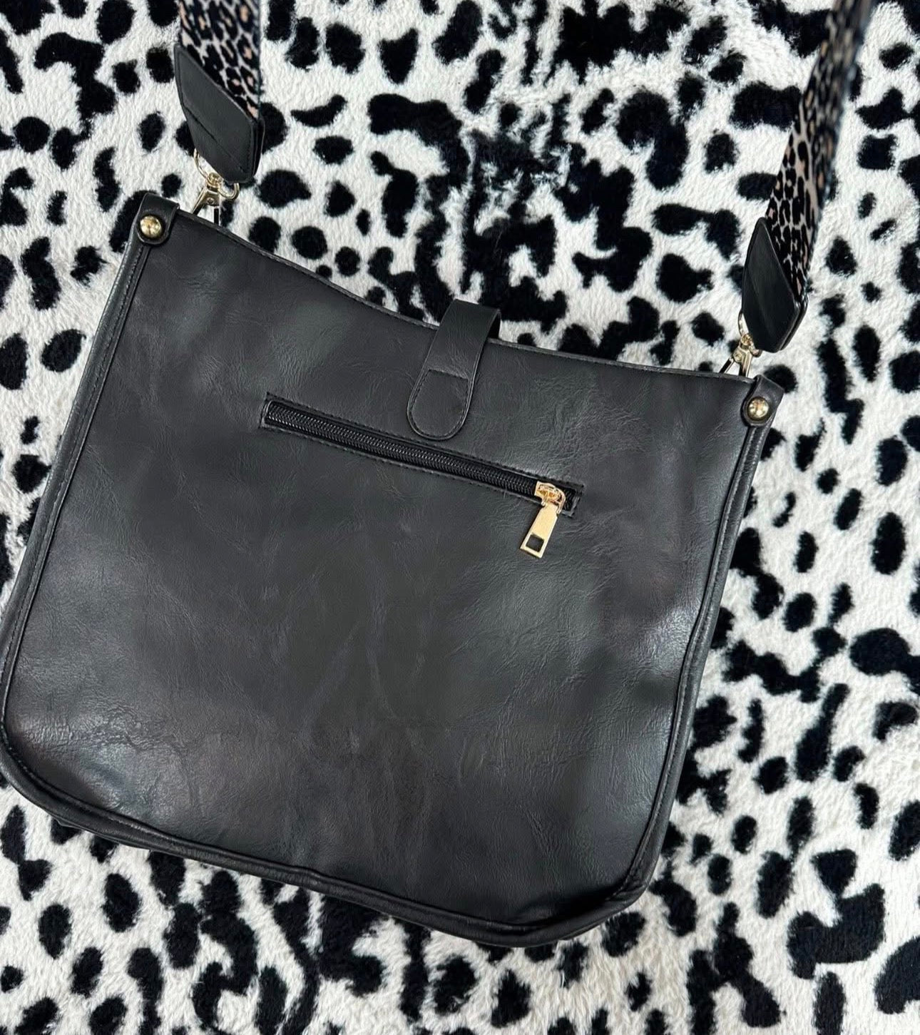 Vegan Leather Cheetah Strap Crossbody