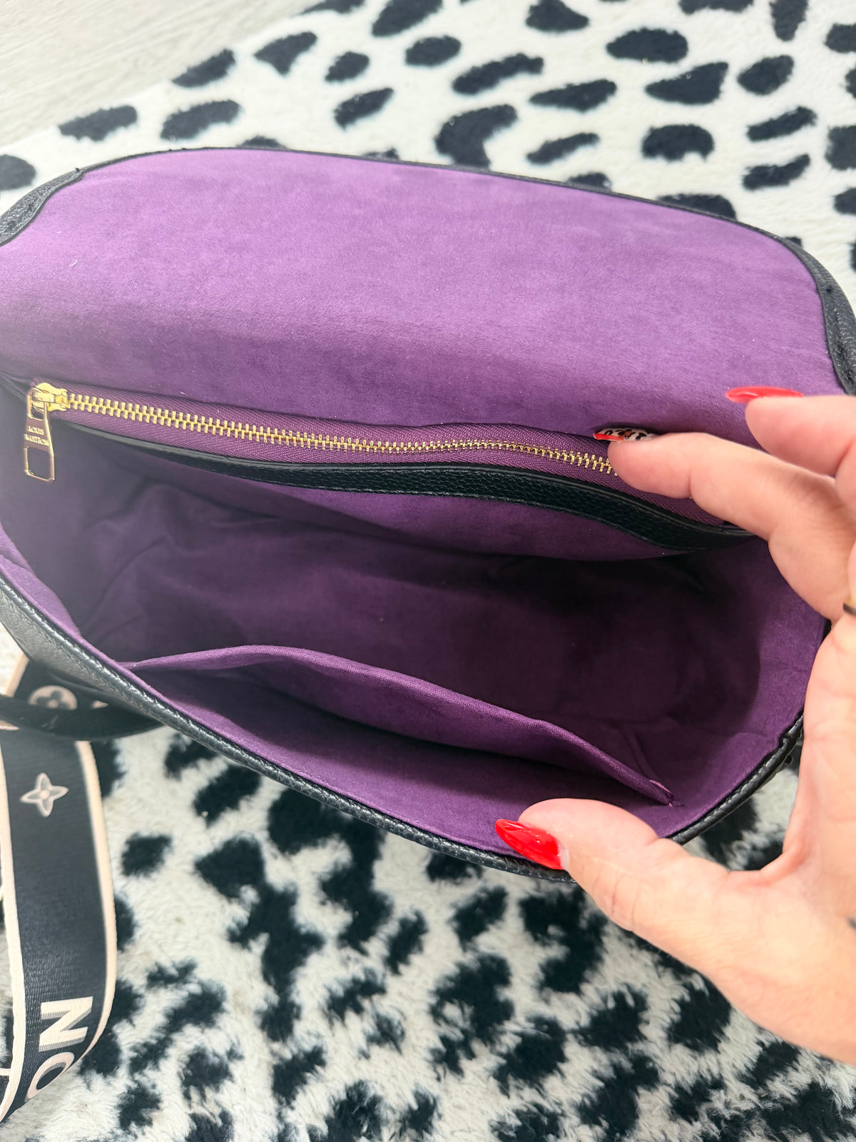 Black LV Upcycled Designer Crossbody Bag