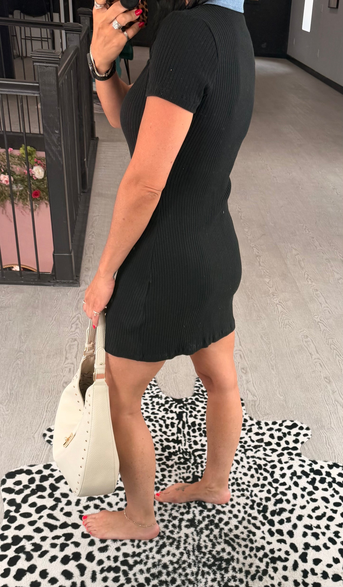 Denim Accent Ribbed Dress