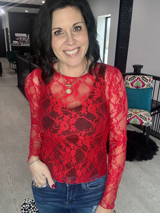 Red Lace Top