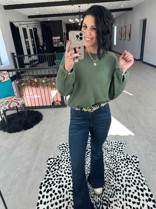 Puff Long Sleeve Bottom Elastic Oversized Top