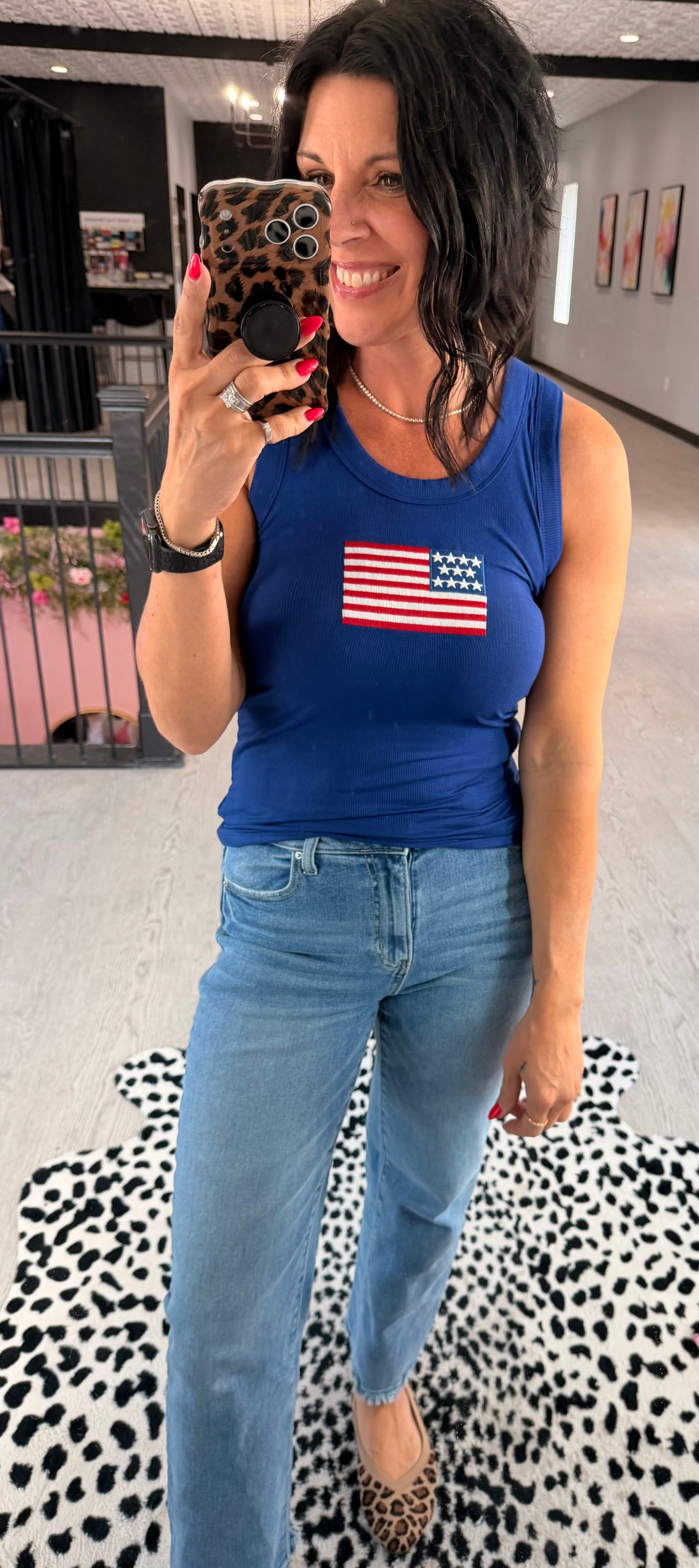 Ribbed American Flag Patch Tank