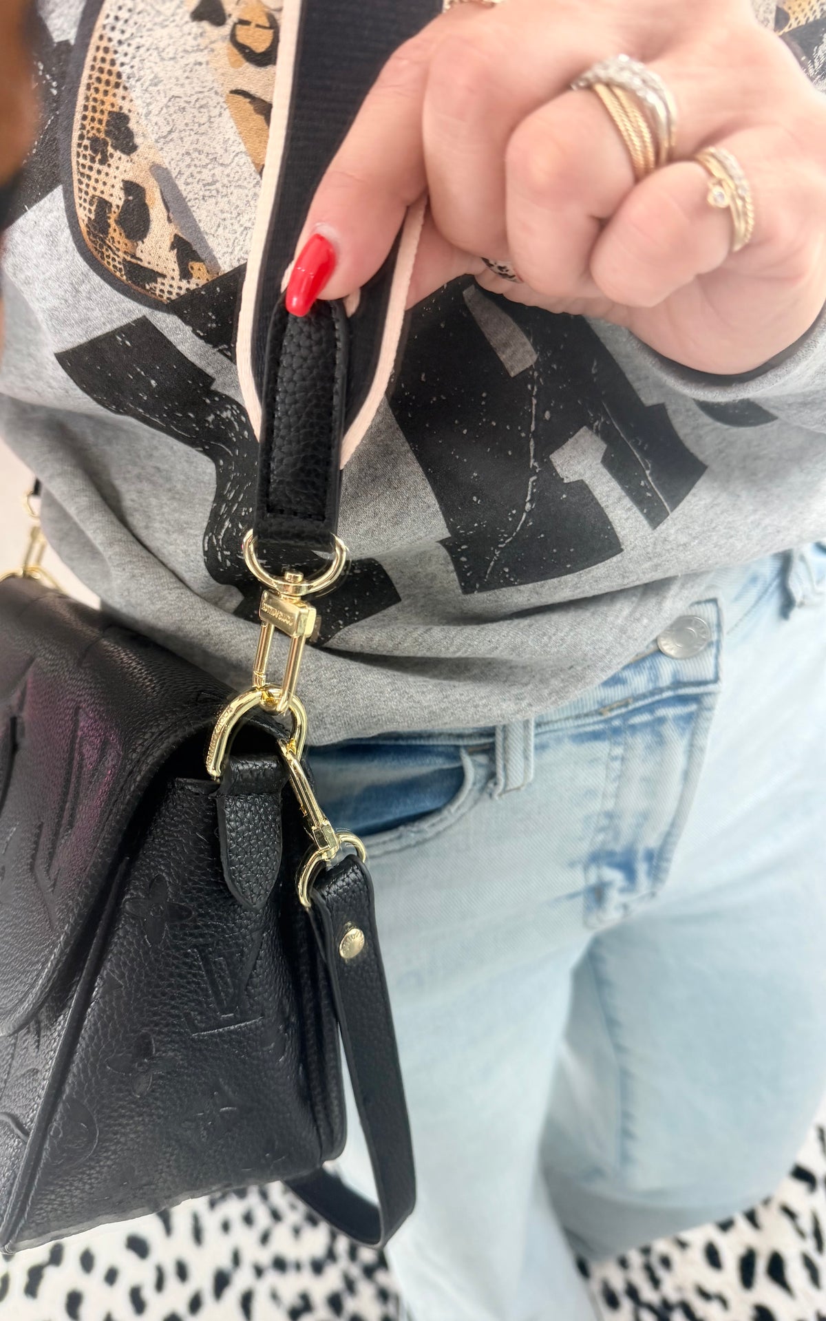 Black LV Upcycled Designer Crossbody Bag