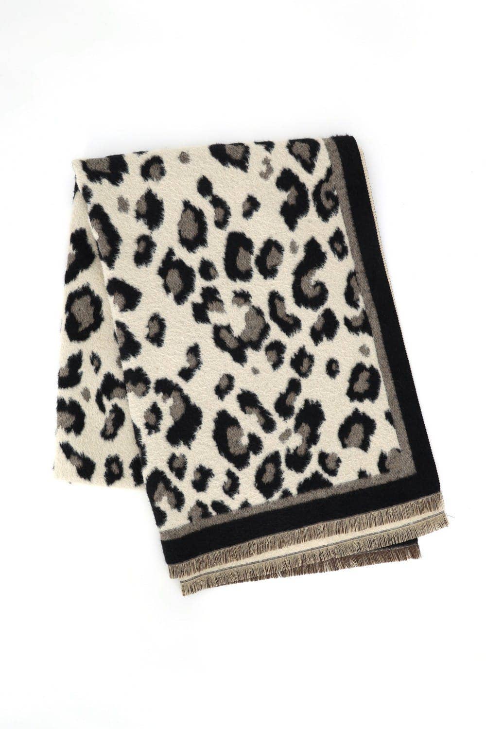 Leopard Reversible Fringe Scarf Wrap