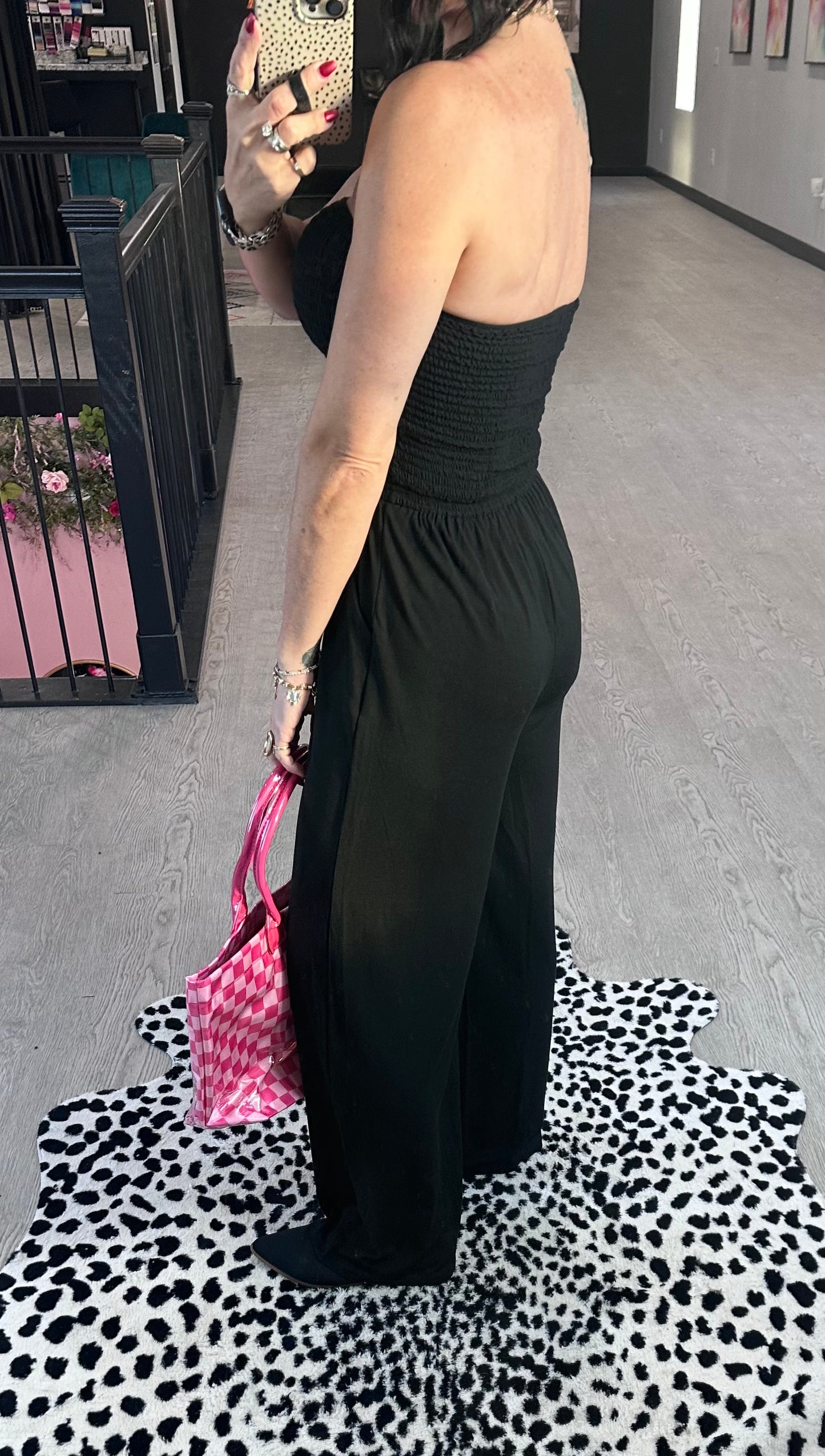 Smocked Strapless Jumpsuit