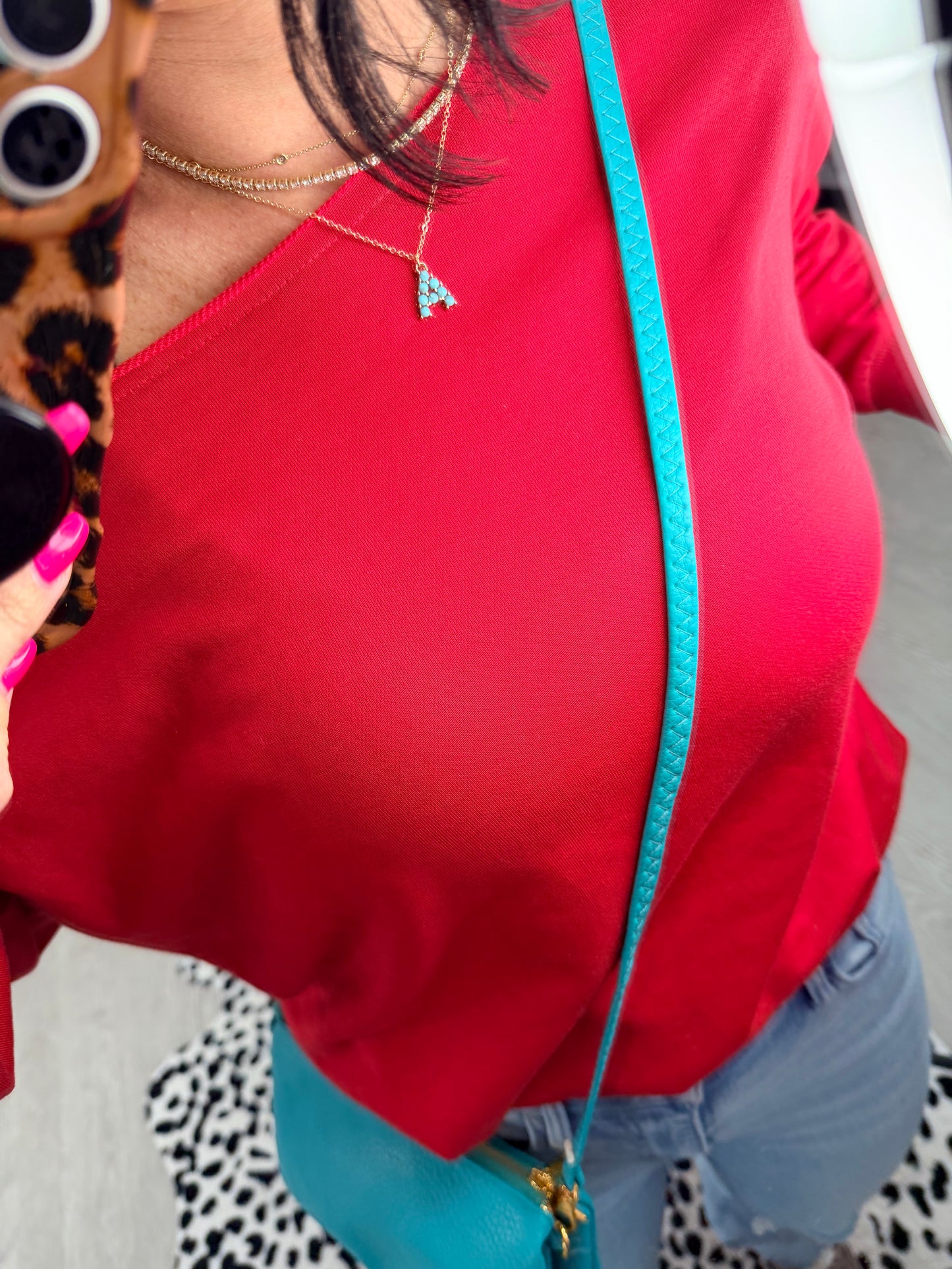 Turquoise Beaded Initial Necklace