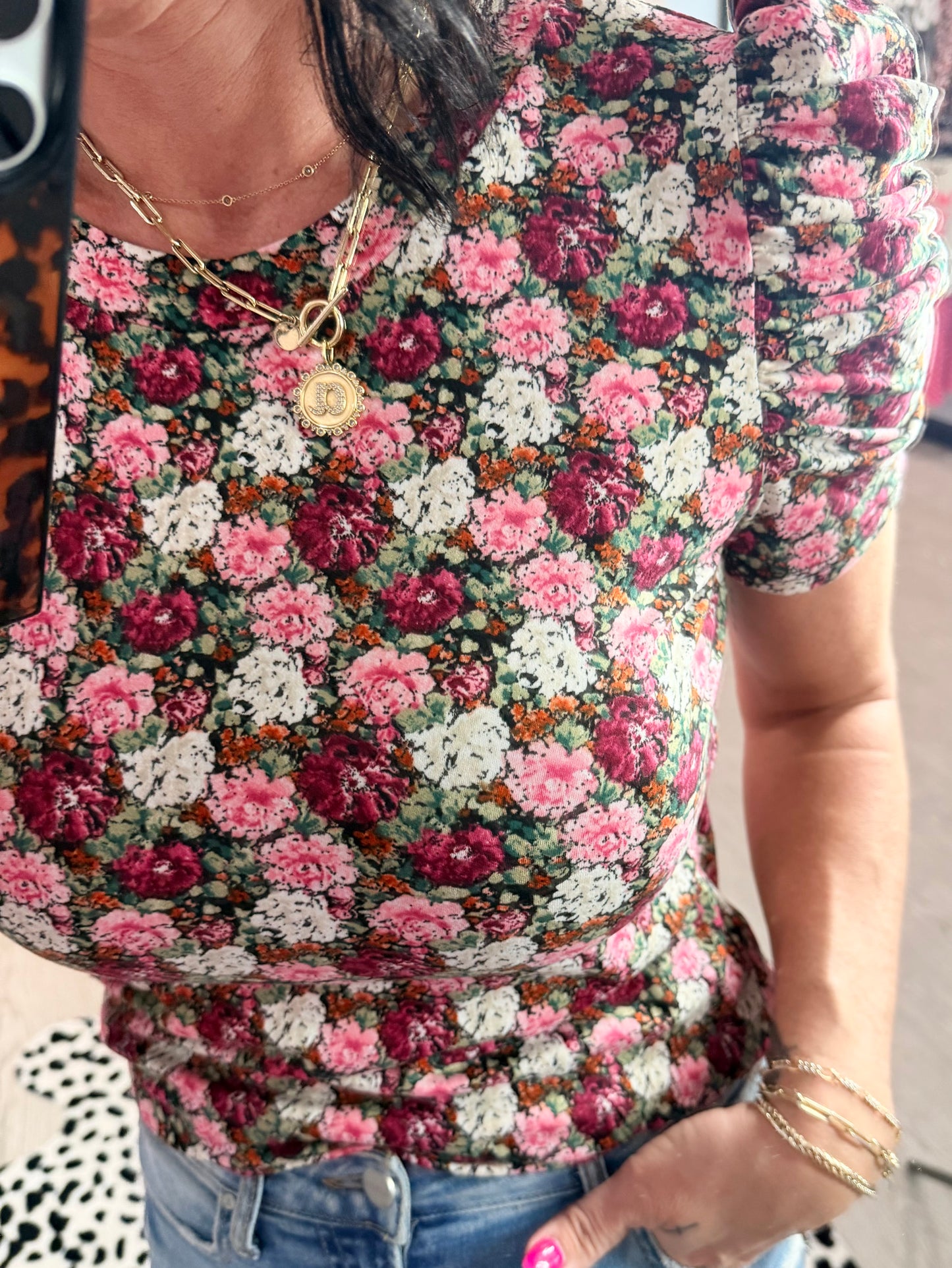 Floral Ruffled Sleeve Top