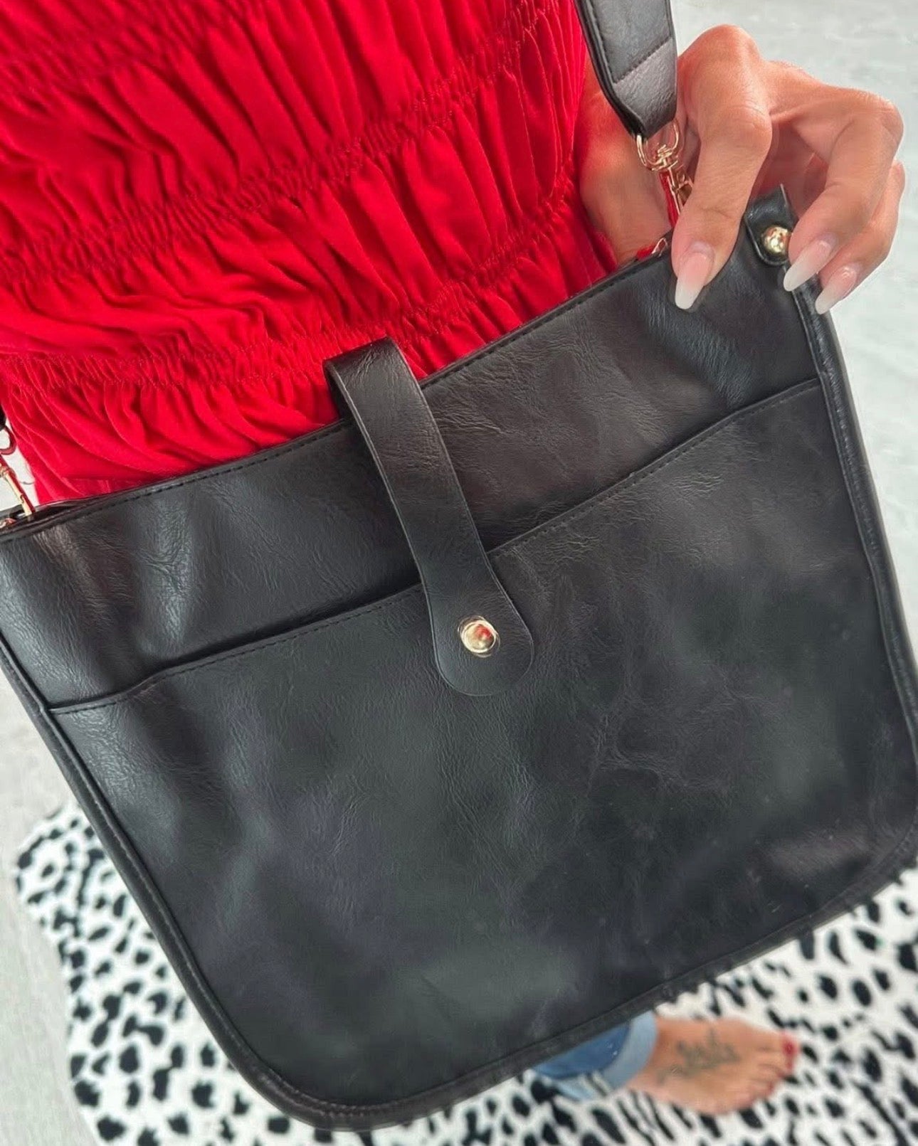 Vegan Leather Cheetah Strap Crossbody