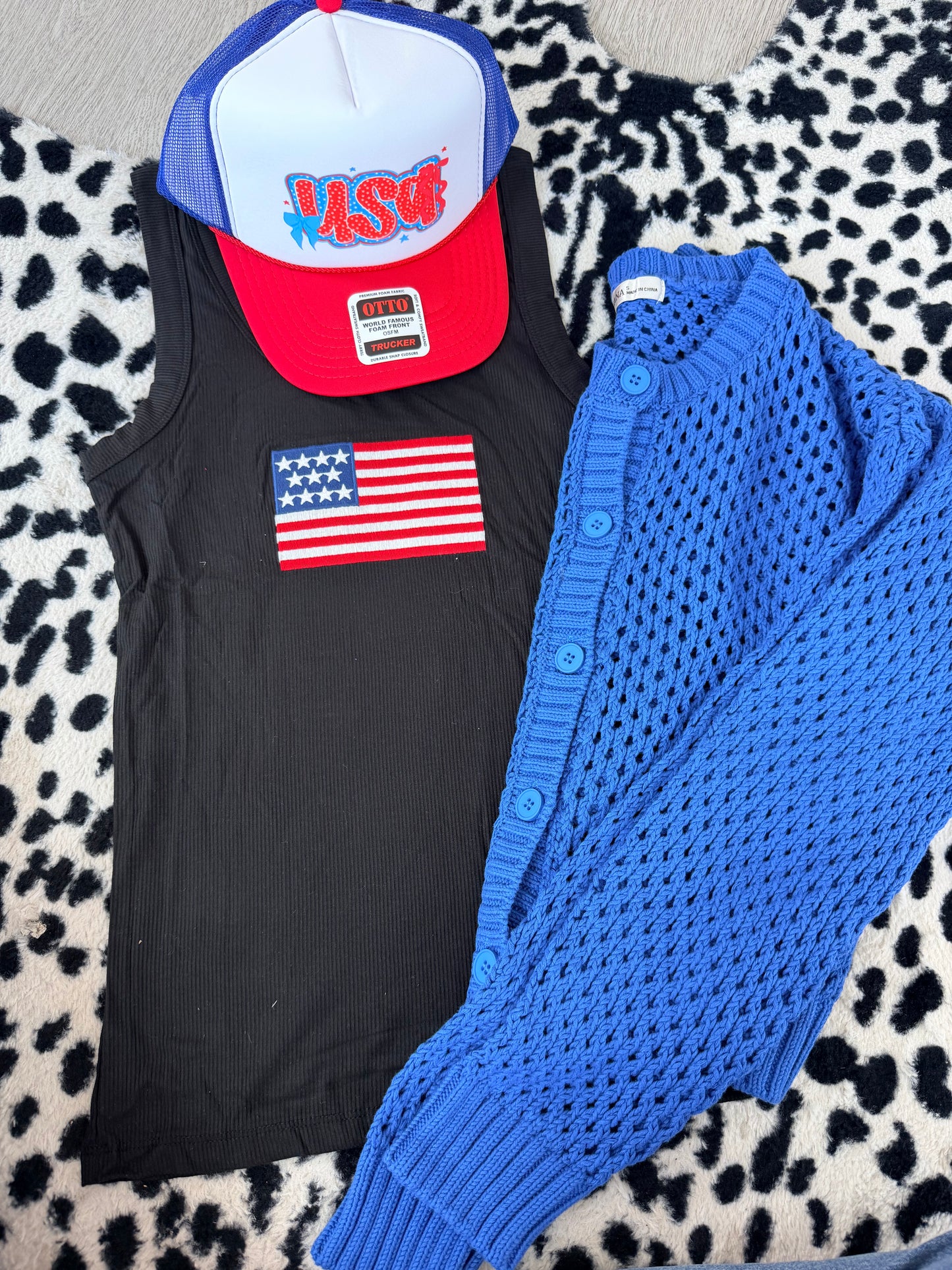 Ribbed American Flag Patch Tank