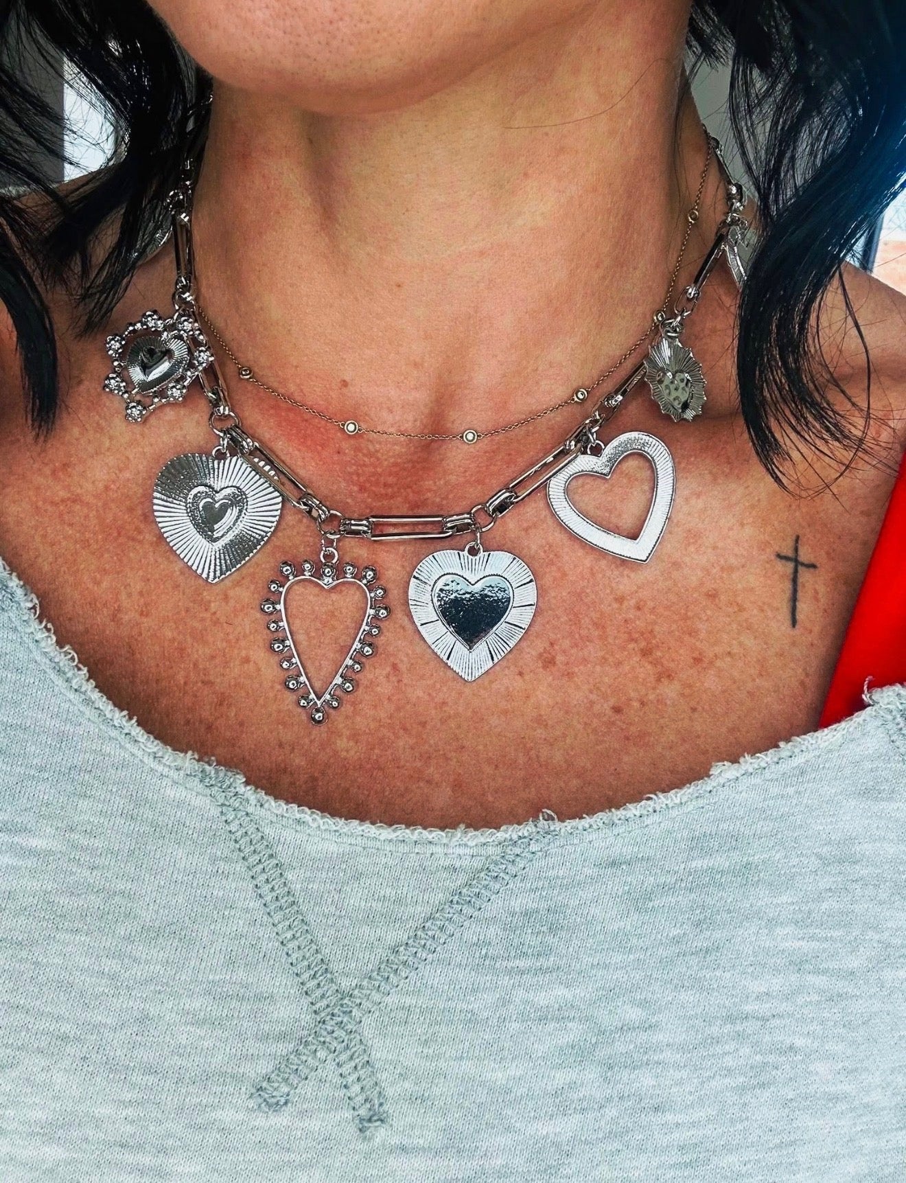 Chunky Heart Charm Neclace