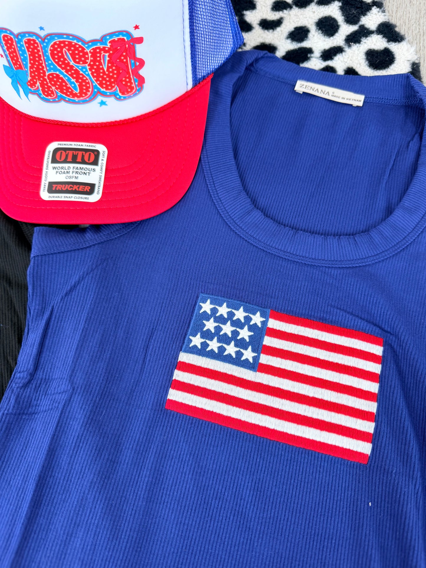 Ribbed American Flag Patch Tank