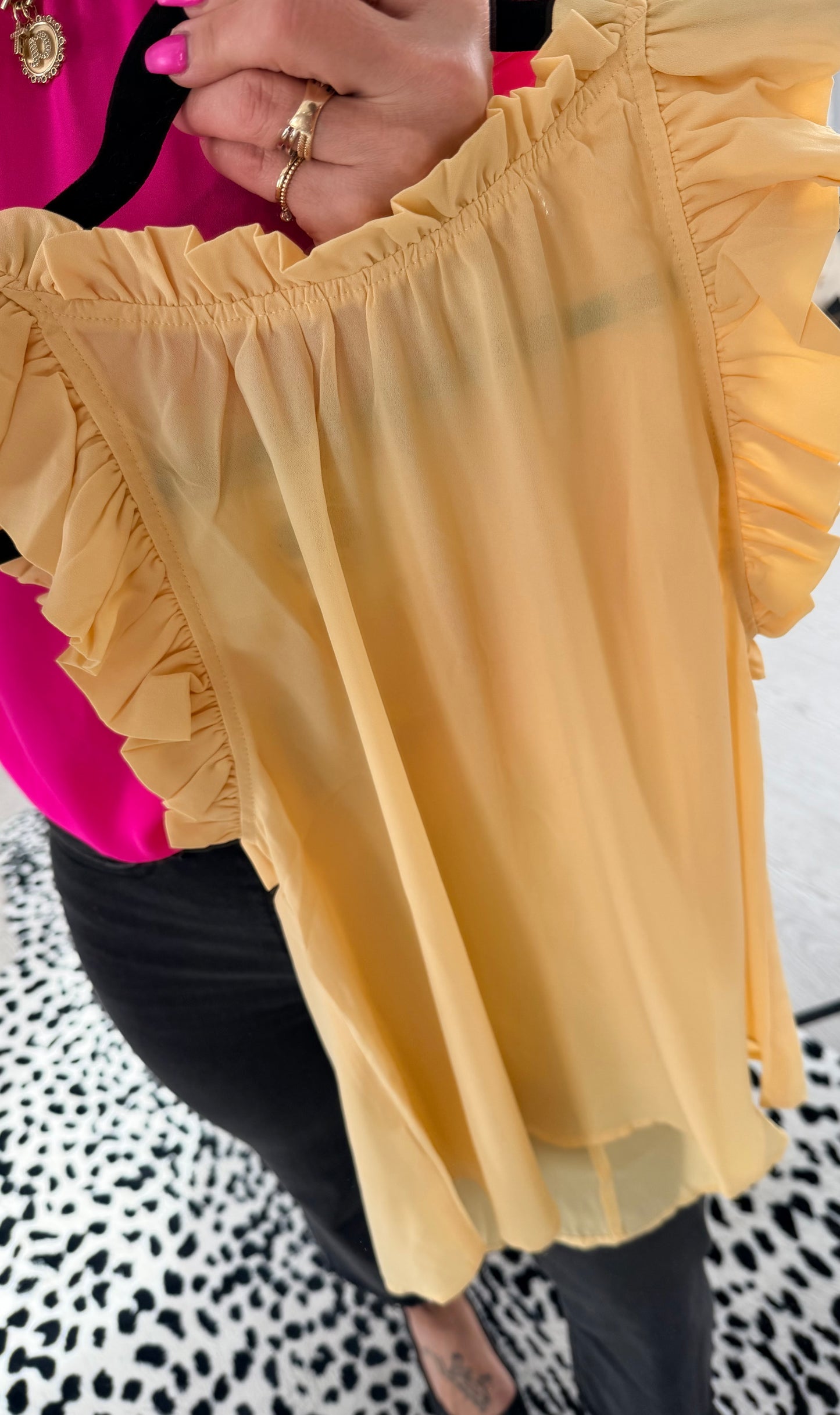 Ruffle Trim Sleeveless Top