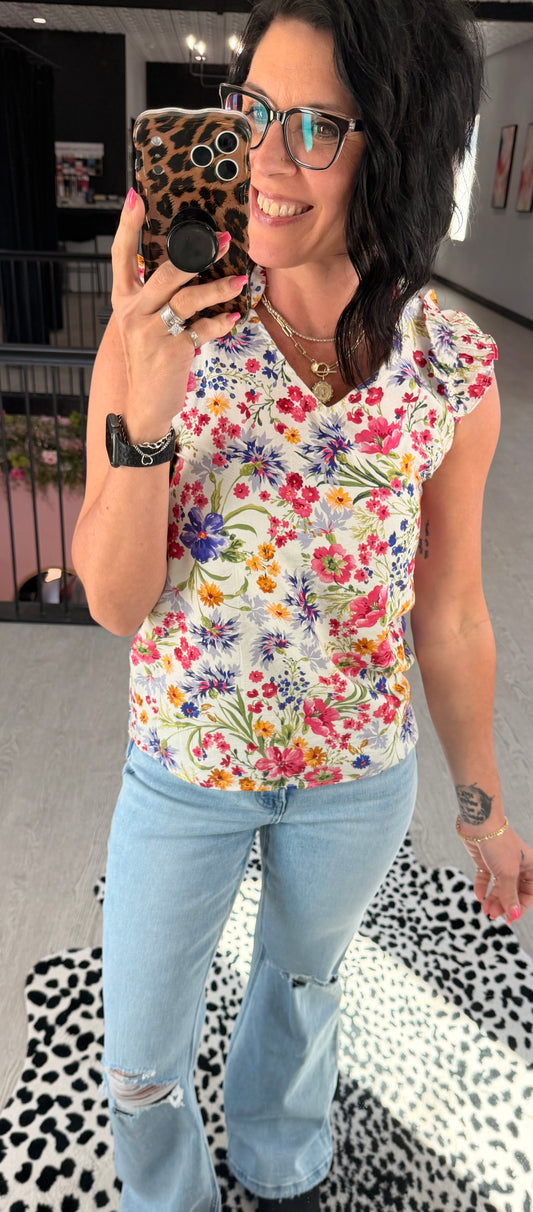 Vibrant Floral Dressy Top