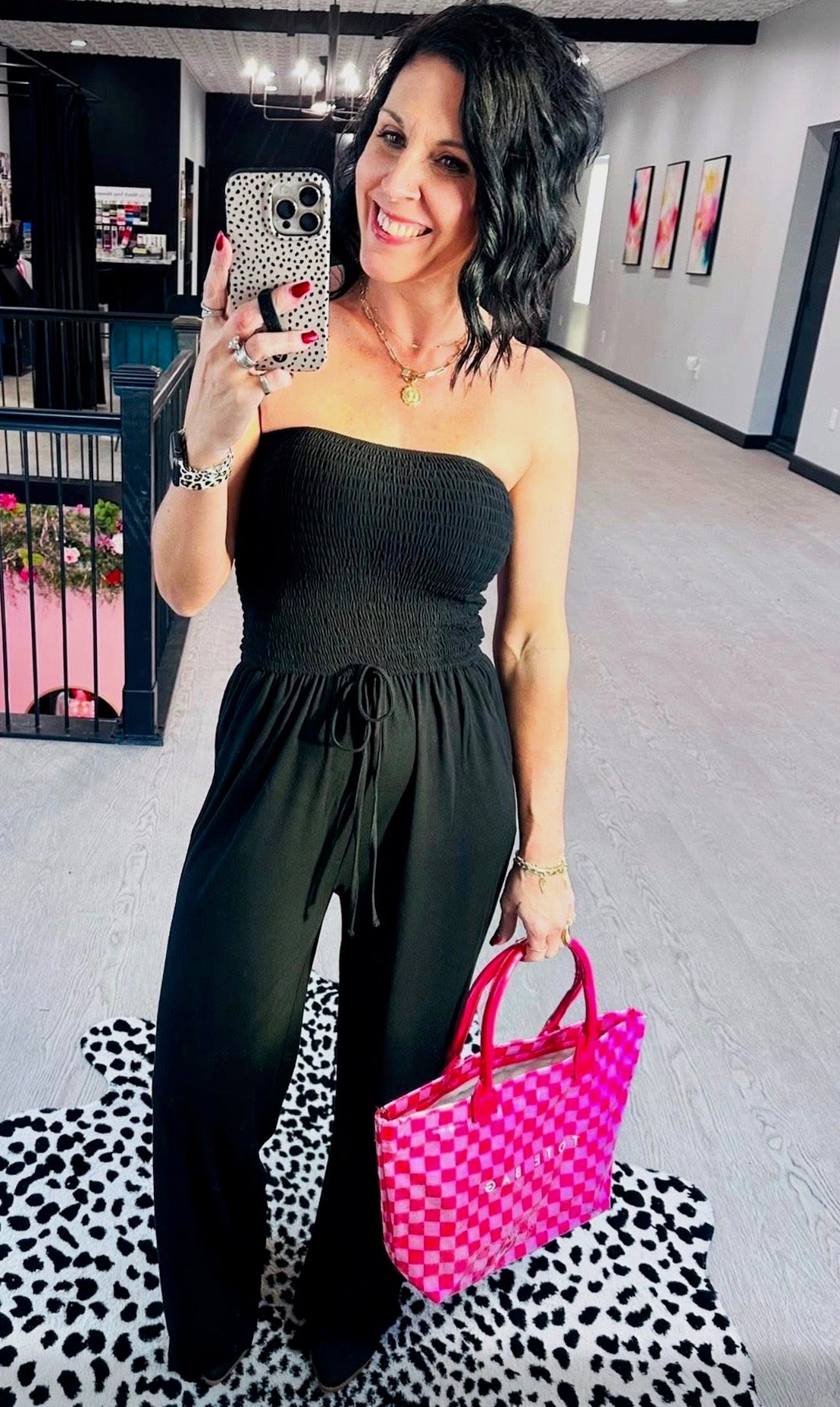 Smocked Strapless Jumpsuit