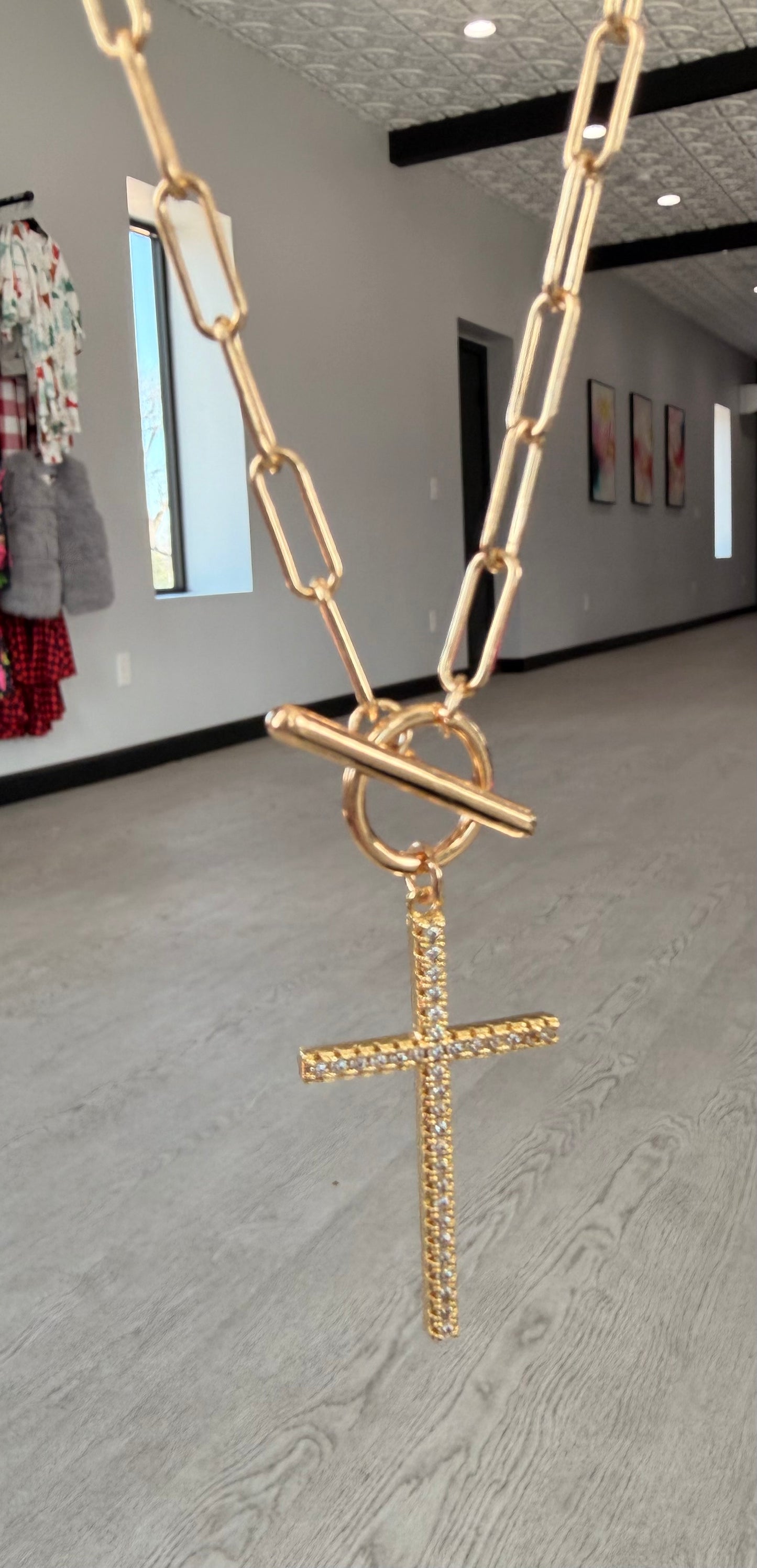 Front Clasp Cross Necklace