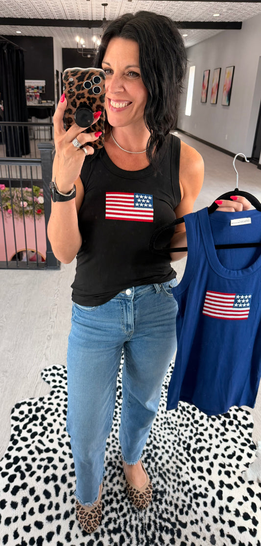 Ribbed American Flag Patch Tank