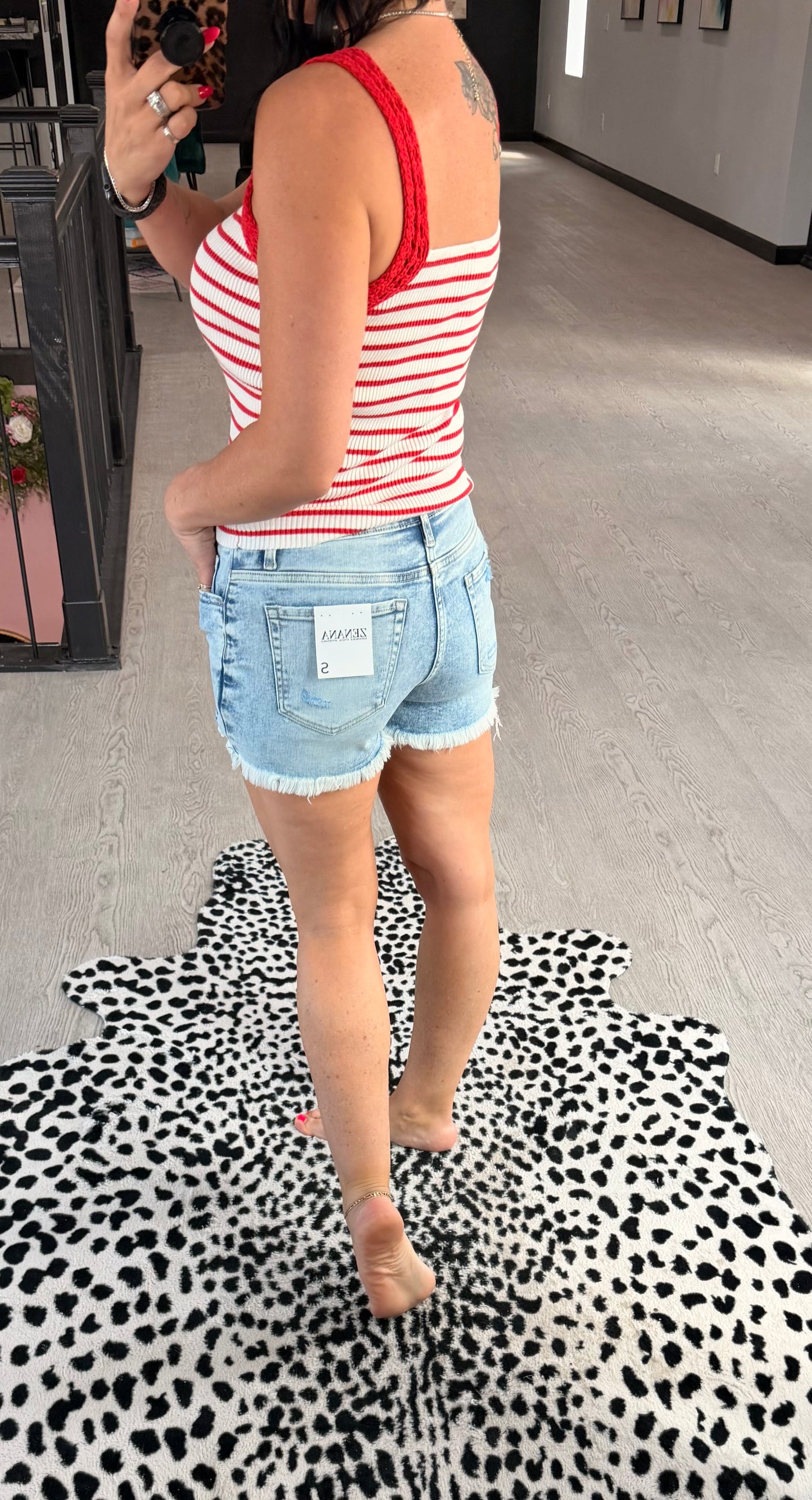 Crochet Strap Striped Knit Tank