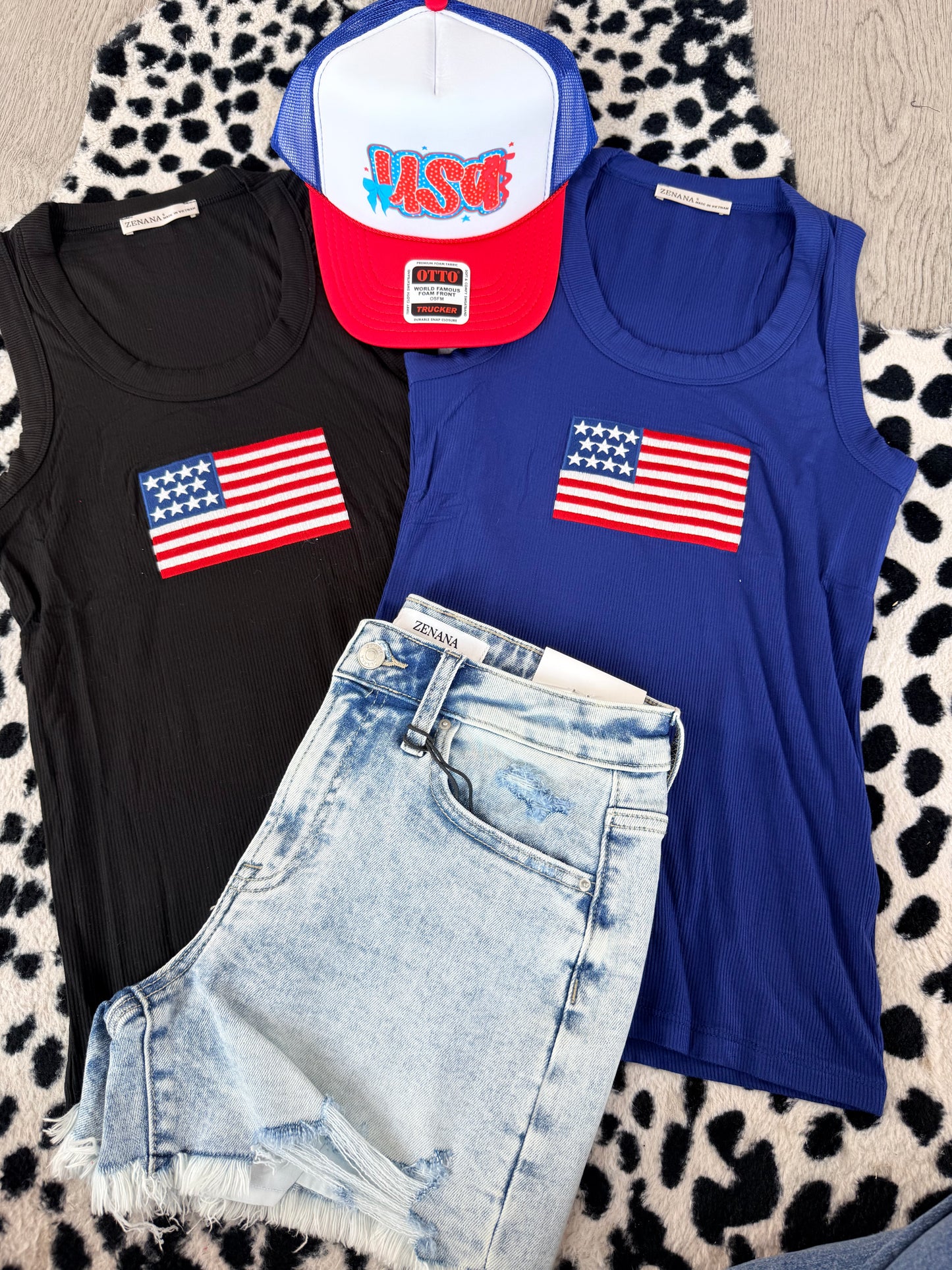 Ribbed American Flag Patch Tank