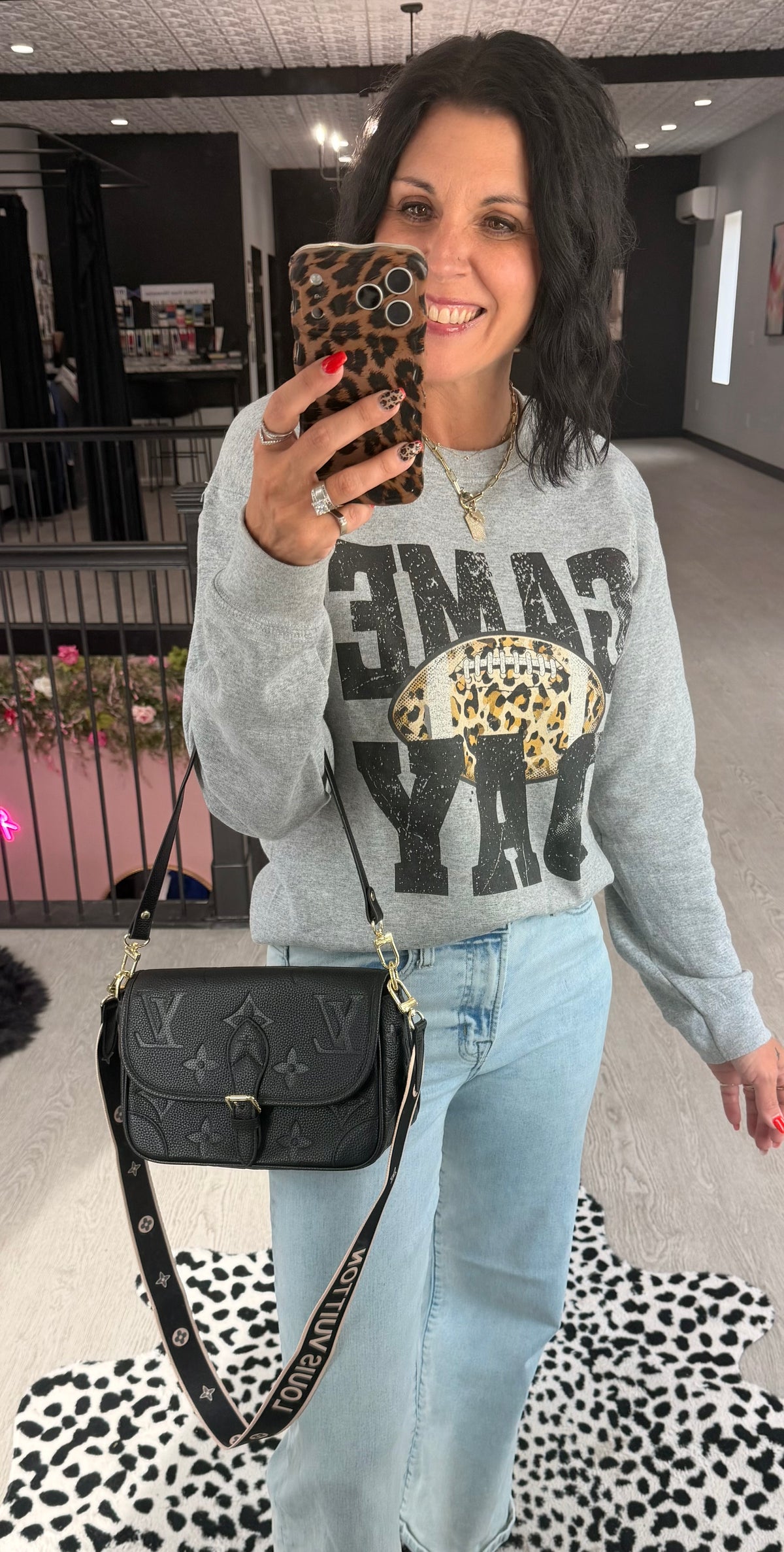 Black LV Upcycled Designer Crossbody Bag